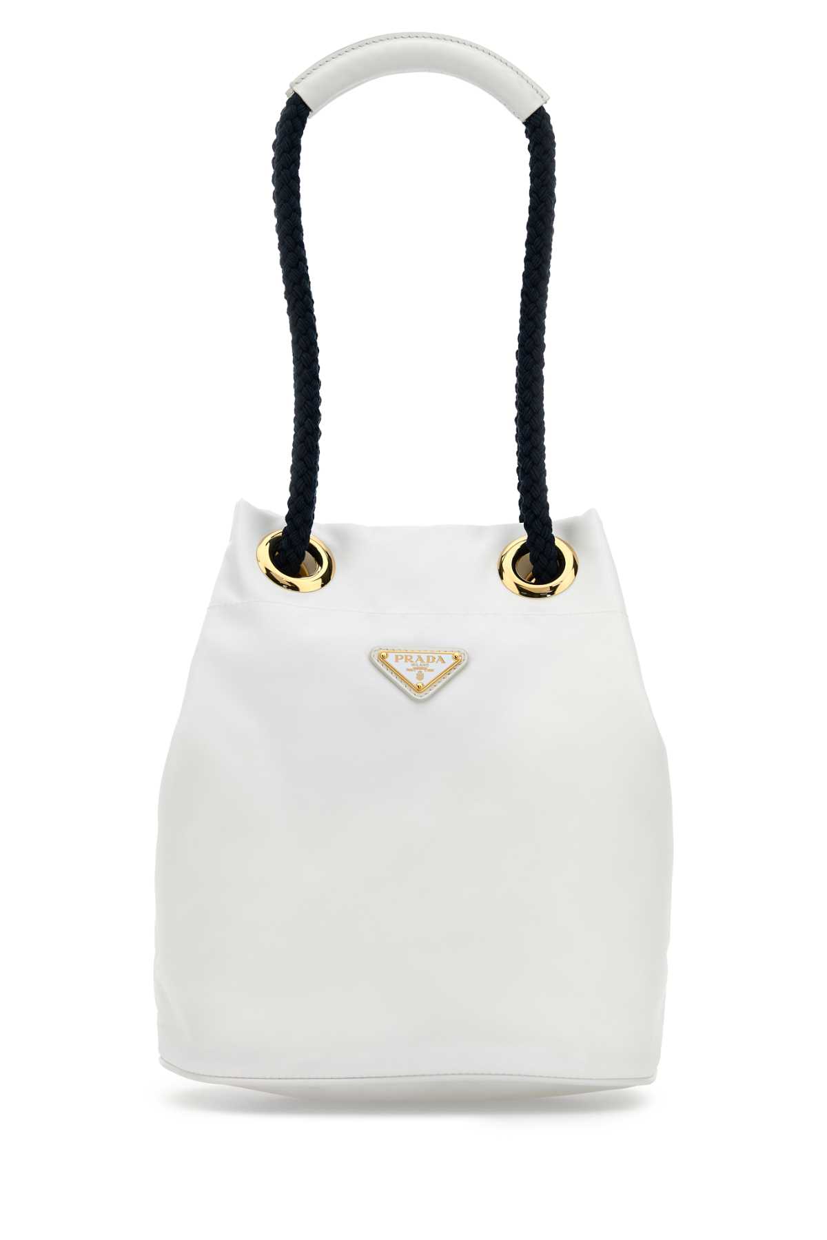 Prada Re-nylon Mariner Bucket Bag With Top Handle In White
