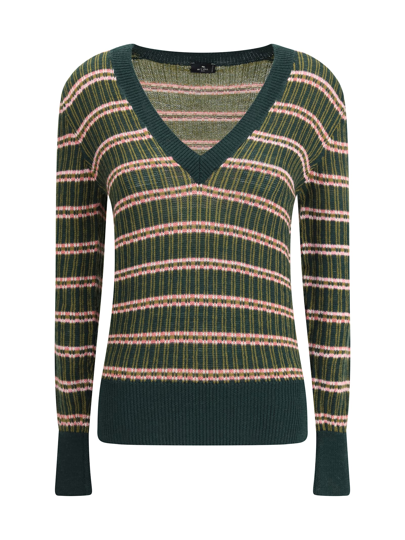 Etro Women Striped Wool Sweater In Green