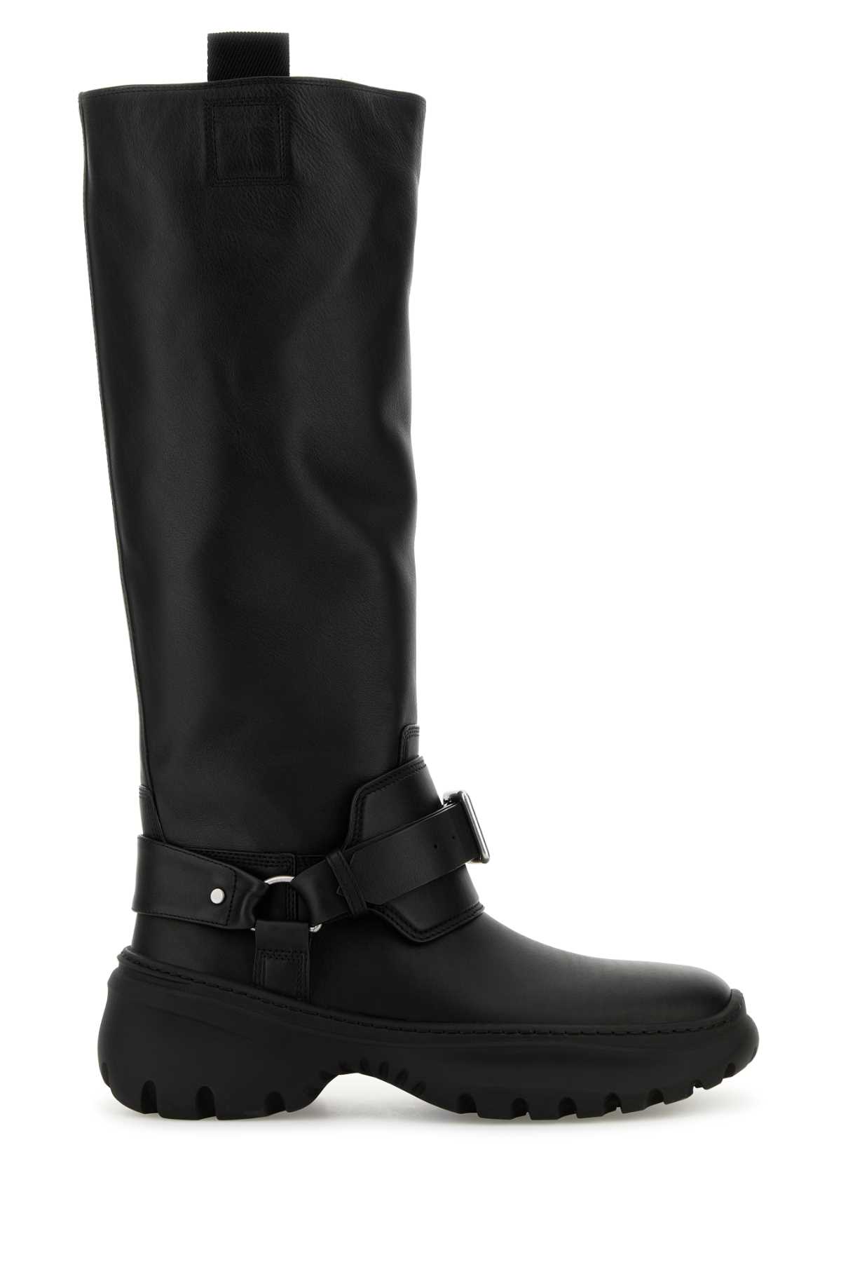 Shop Burberry Black Leather Stomp Boots