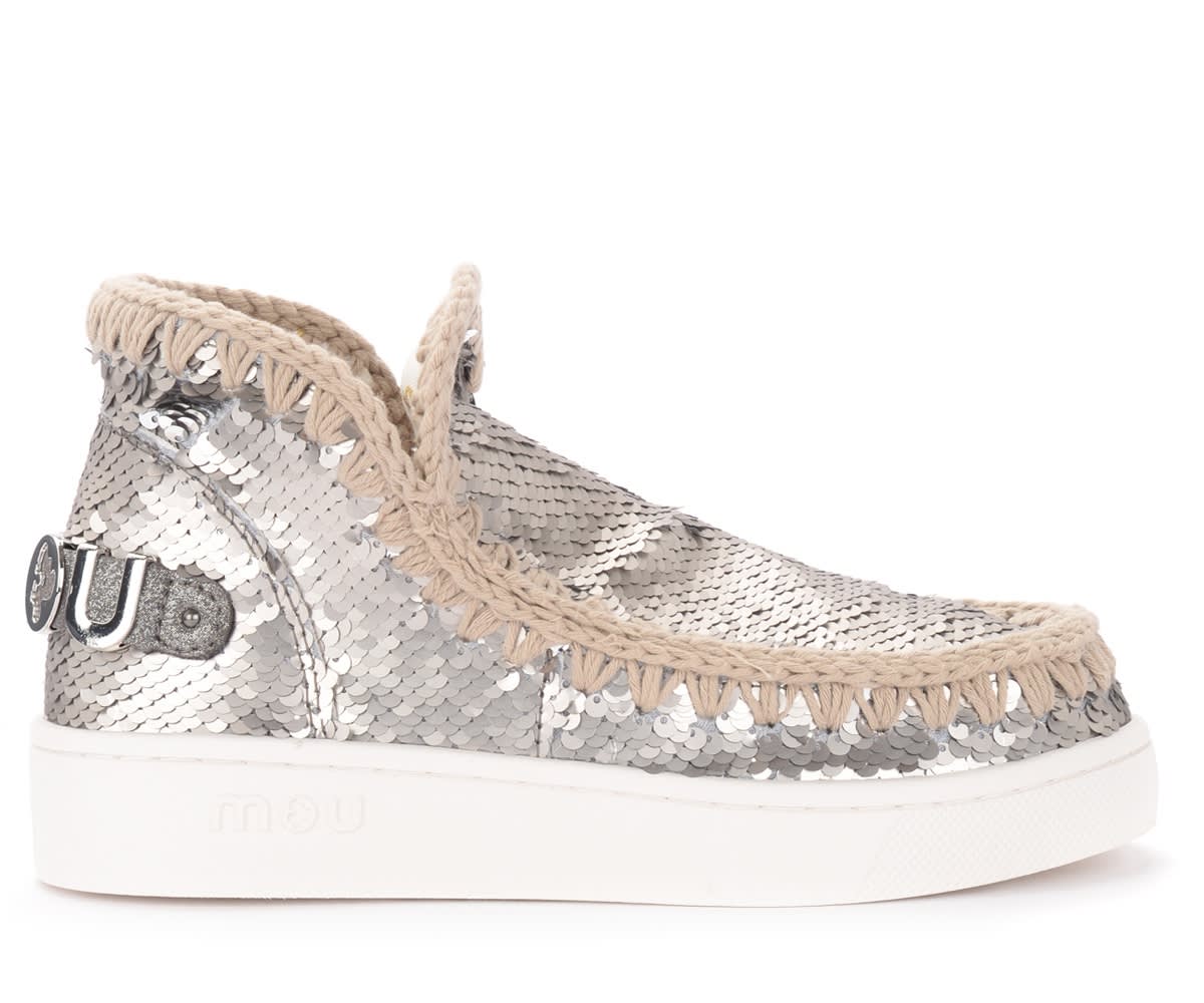 Mou Summer Eskimo Ankle Boots In Gunmetal-colored Sequins