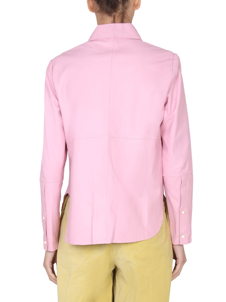 Shop Alysi Leather Jacket In Pink