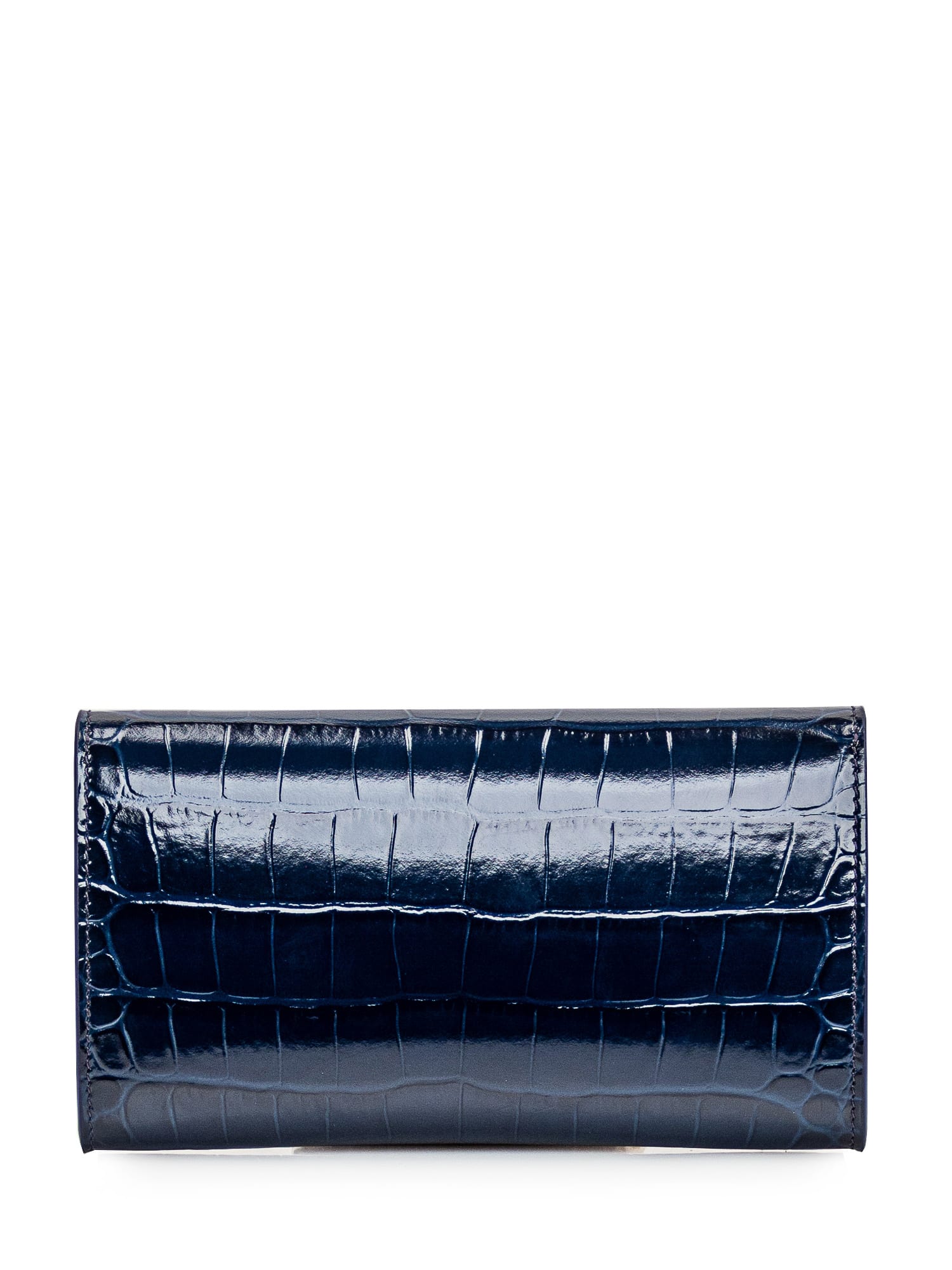 Shop Victoria Beckham Wallet With Chain In Midnight Blue