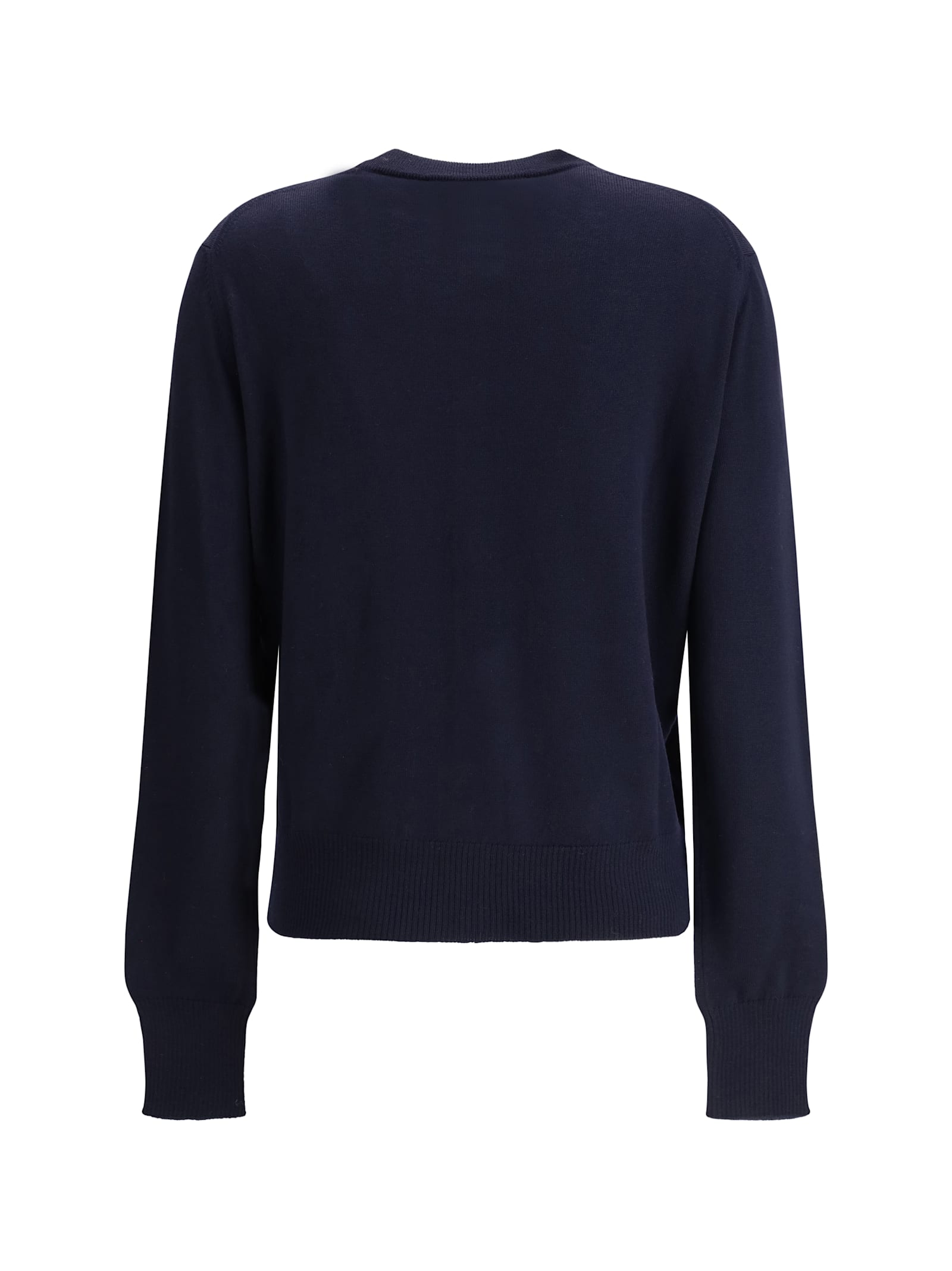 Shop Ami Alexandre Mattiussi Wool Logo Cardigan In Bleu Nuit