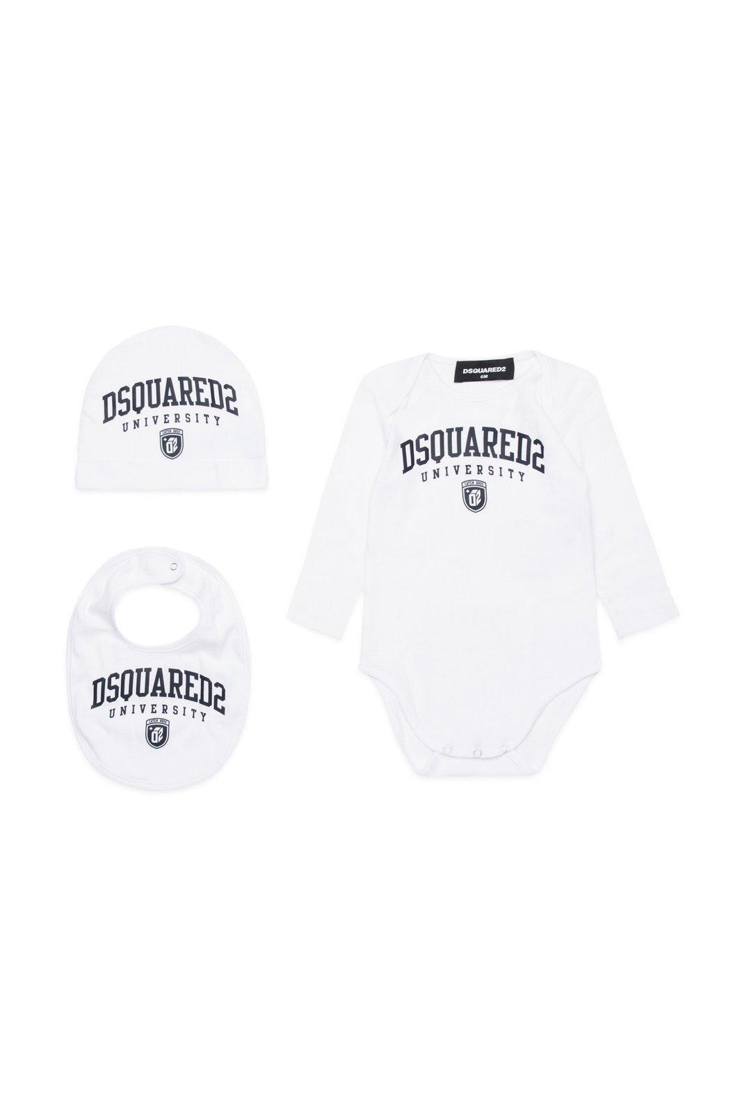 Shop Dsquared2 Logo Printed Babygrow Set In White