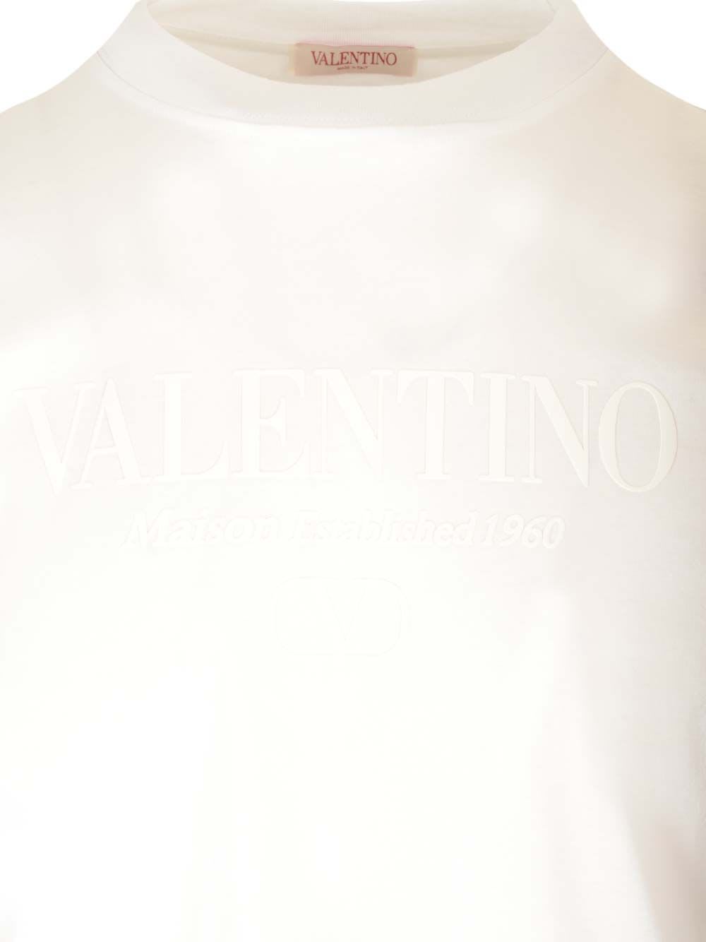 Shop Valentino Crewneck T-shirt In White