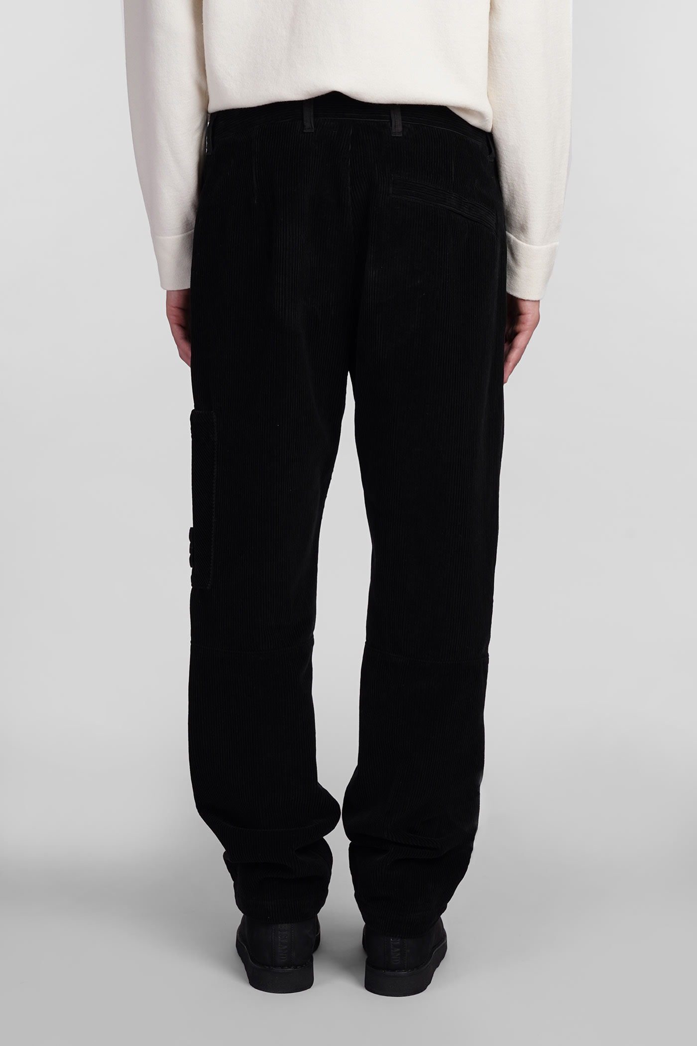 Shop Stone Island Pants In Black Cotton