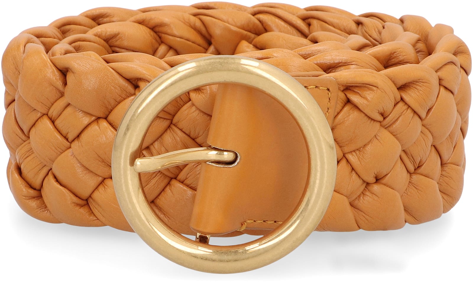 Bottega Veneta Logo Woven Belt In Brown