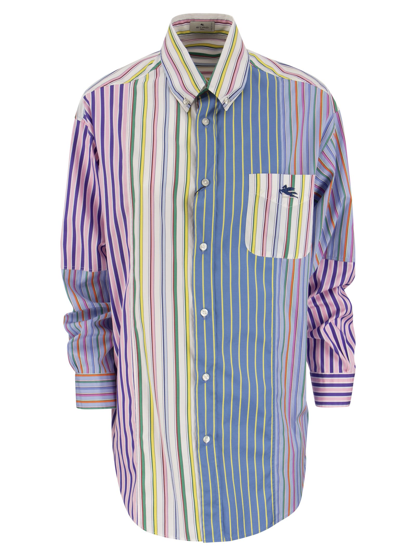 Etro Ge01 Striped Shirt With Embroidered Pegasus