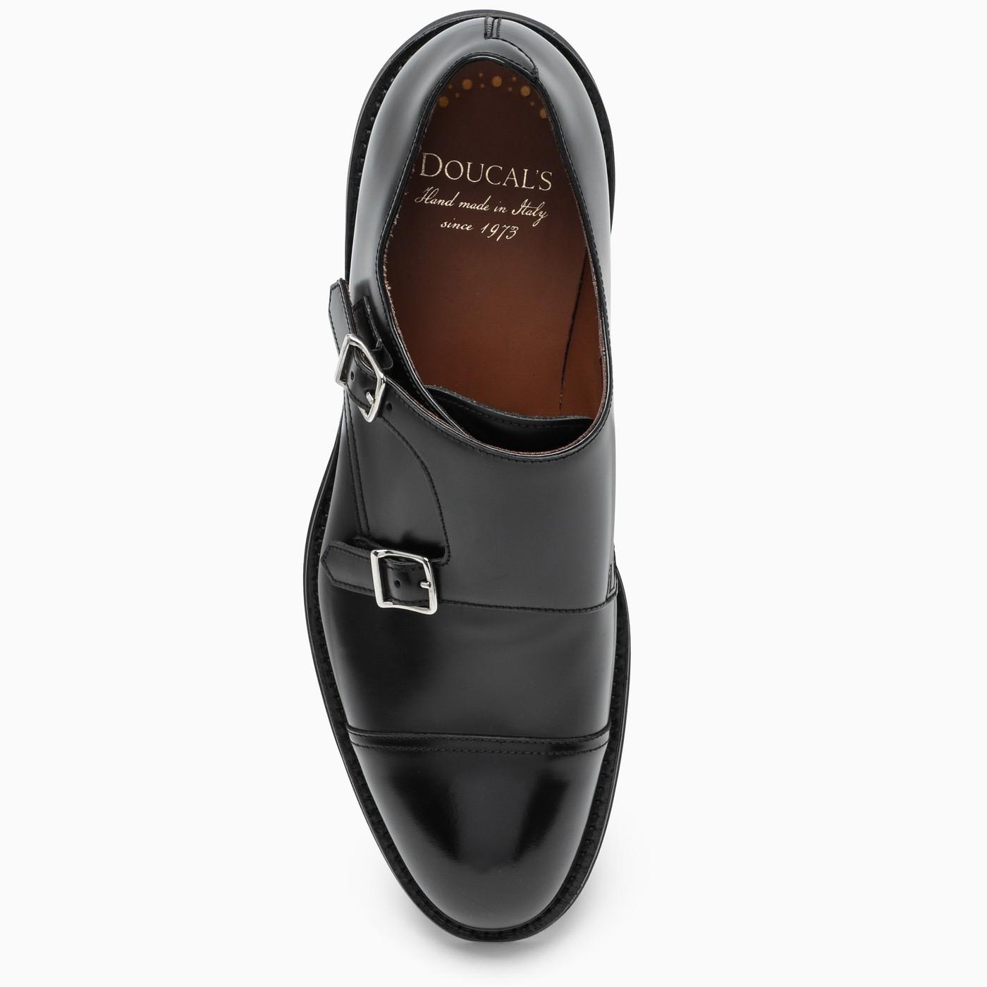 Shop Doucal's Black Derby Monk Shoes In Brown