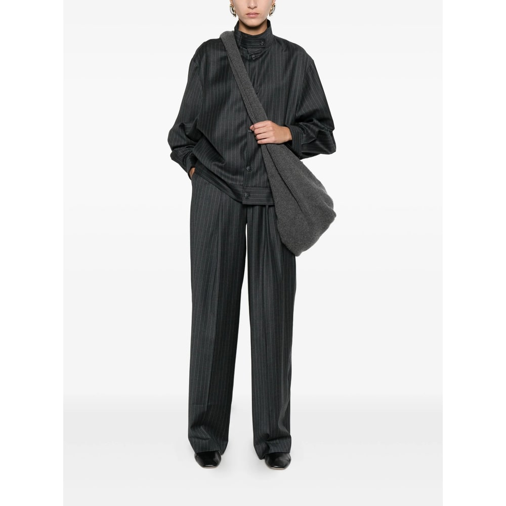 Aya Muse Pinstriped Bomber Jacket In Gray