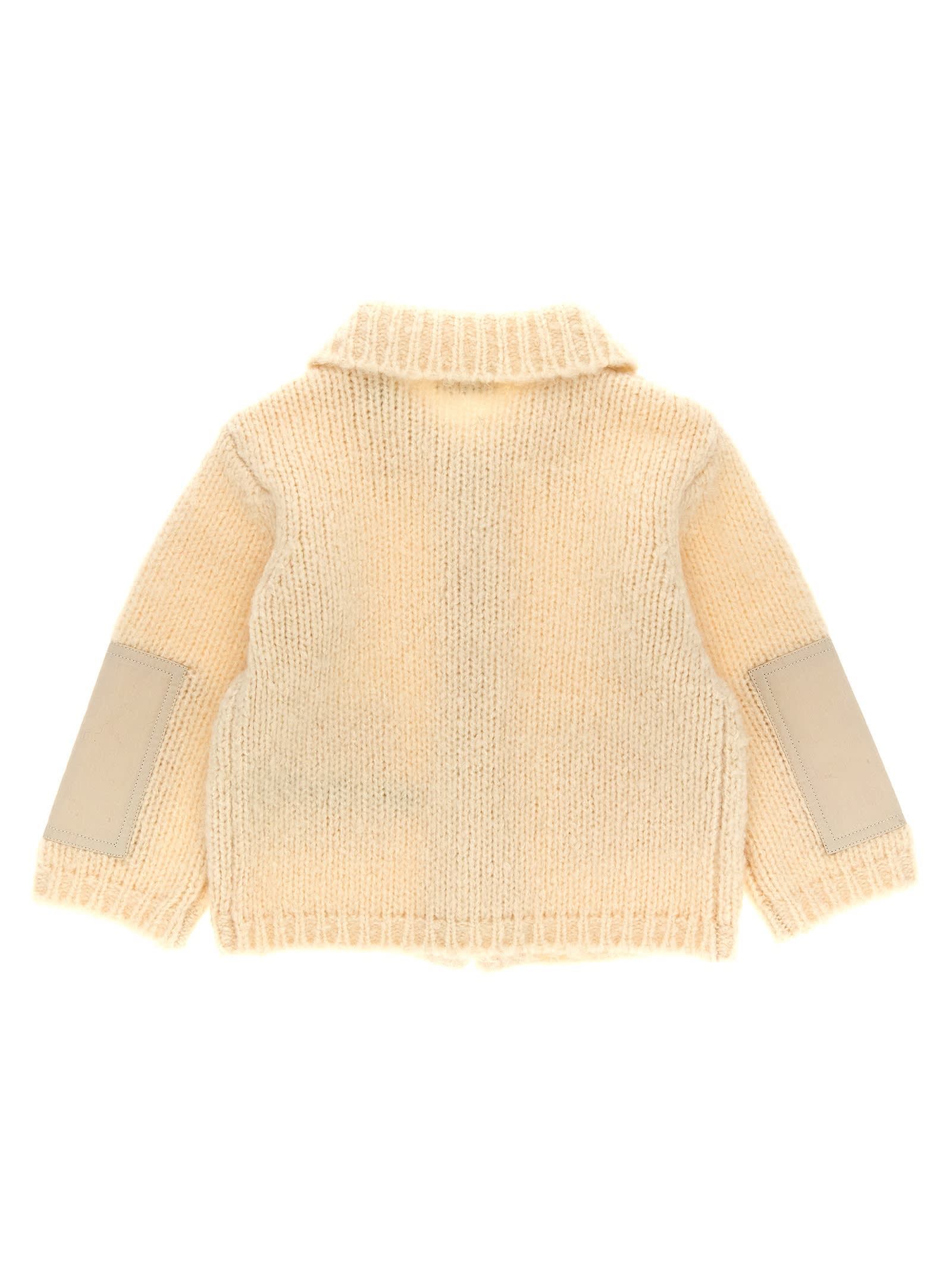 Shop Burberry Knitted Coat In White