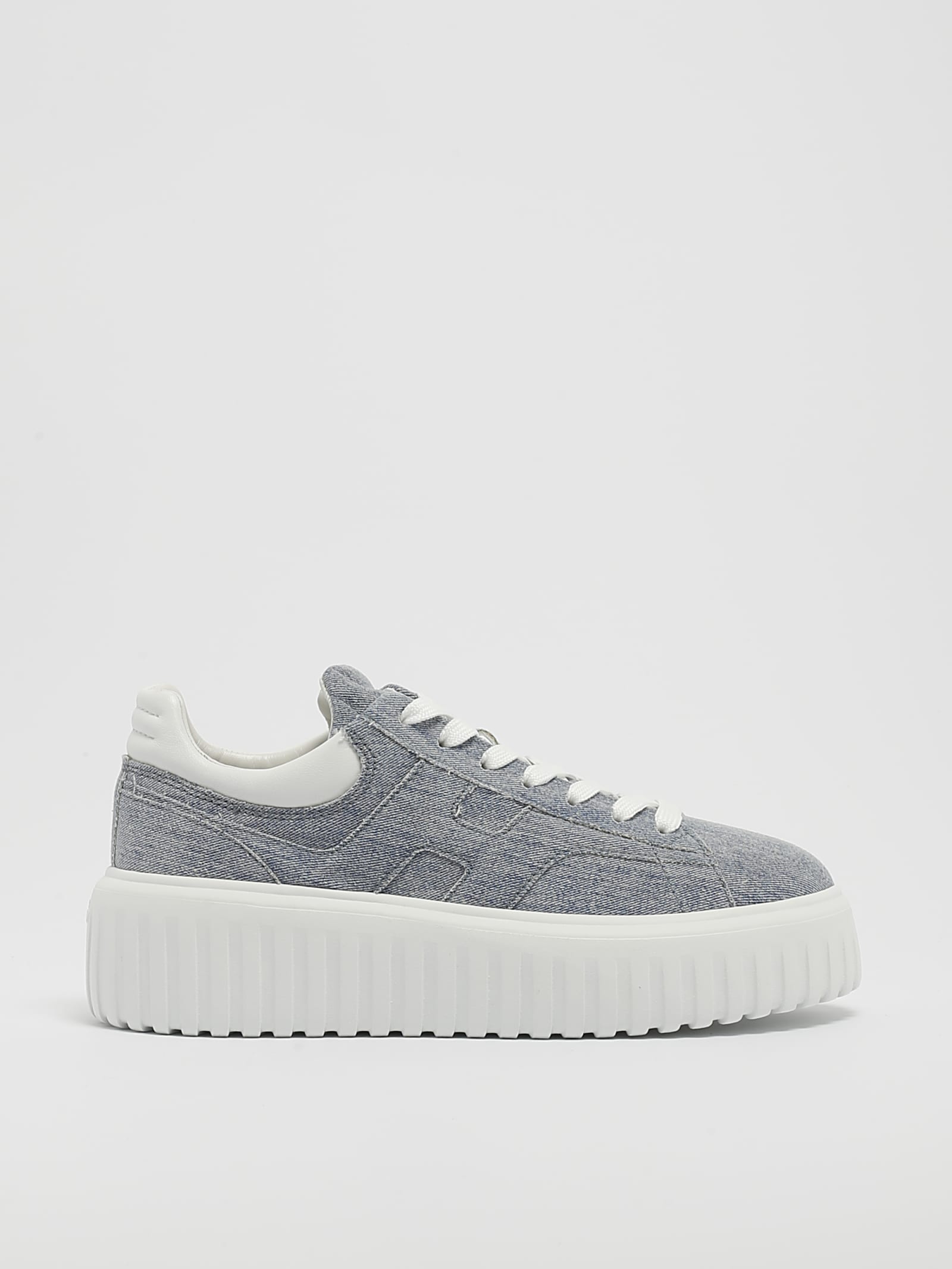 Hogan Ligth Blue H-stripe Sneakers In Denim Chiaro