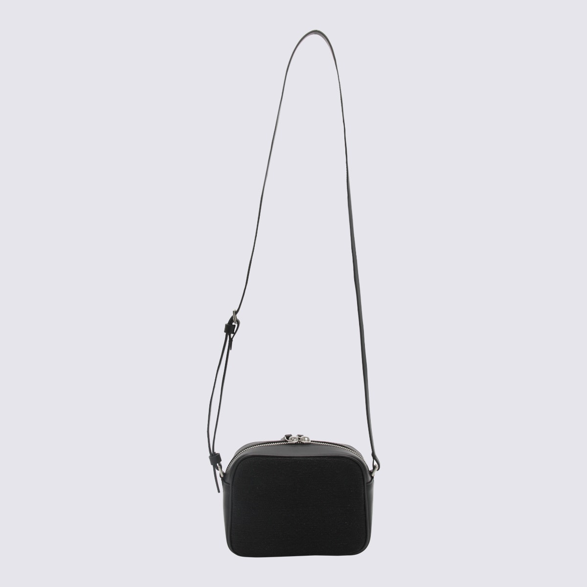 Black Leather Camera Crossbody Bag