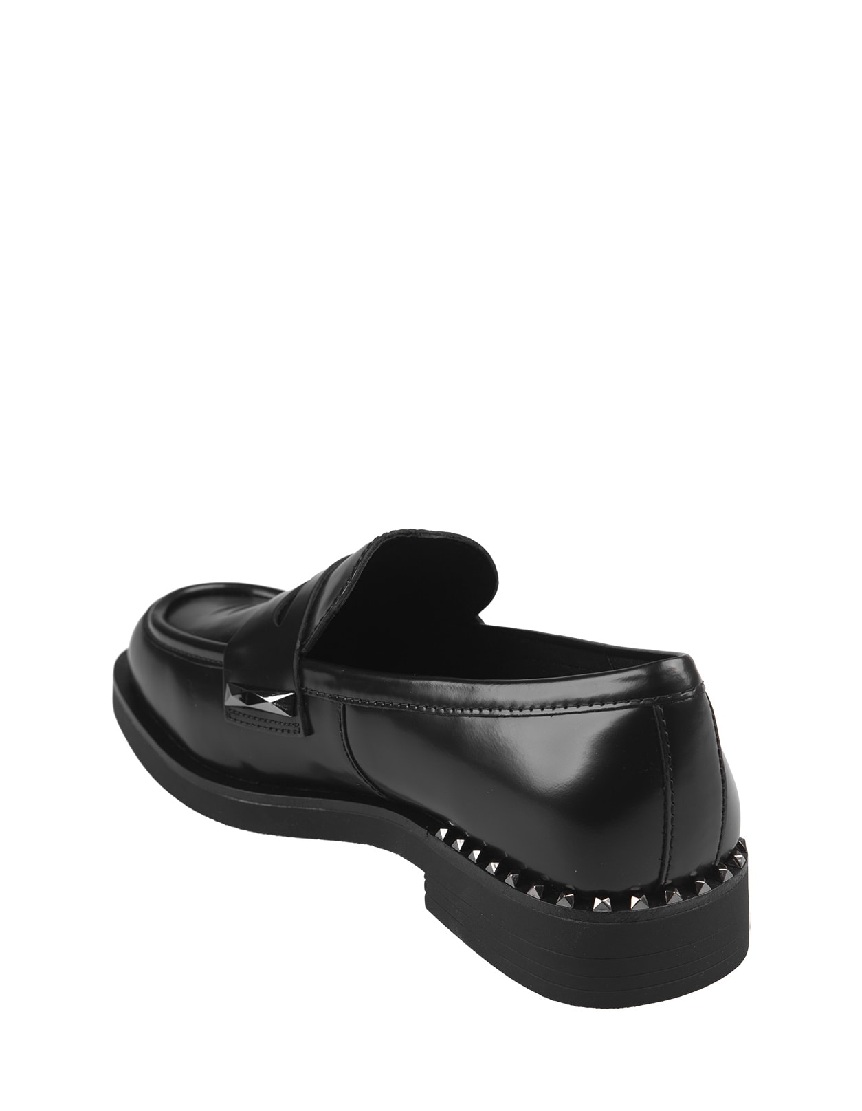 Shop Ash Whisper Studs Loafers In Black Leather