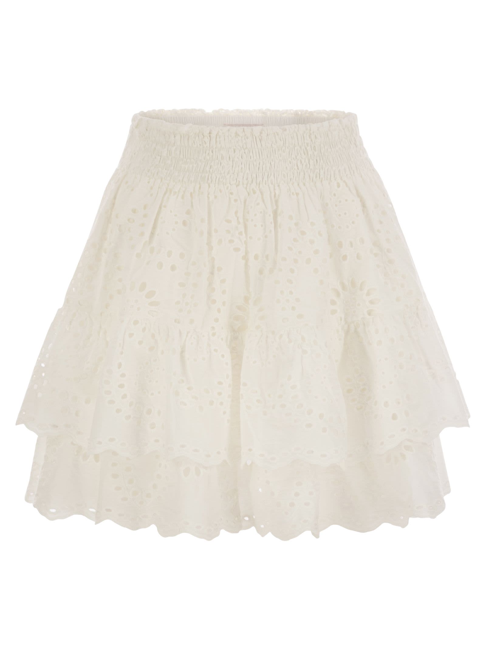 Mc2 Saint Barth Eivissa Miniskirt With Ruffles In White