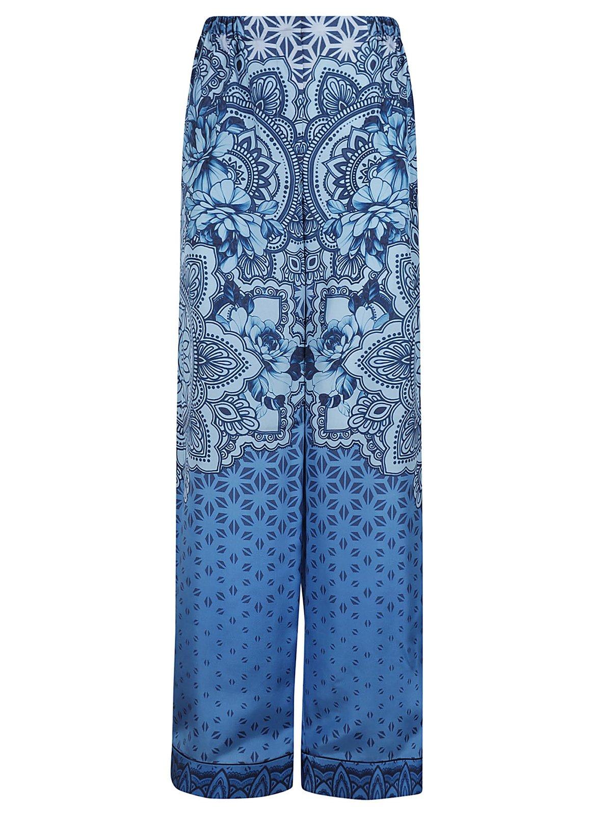 Alberta Ferretti Graphic Printed Wide-leg Trousers In 31298