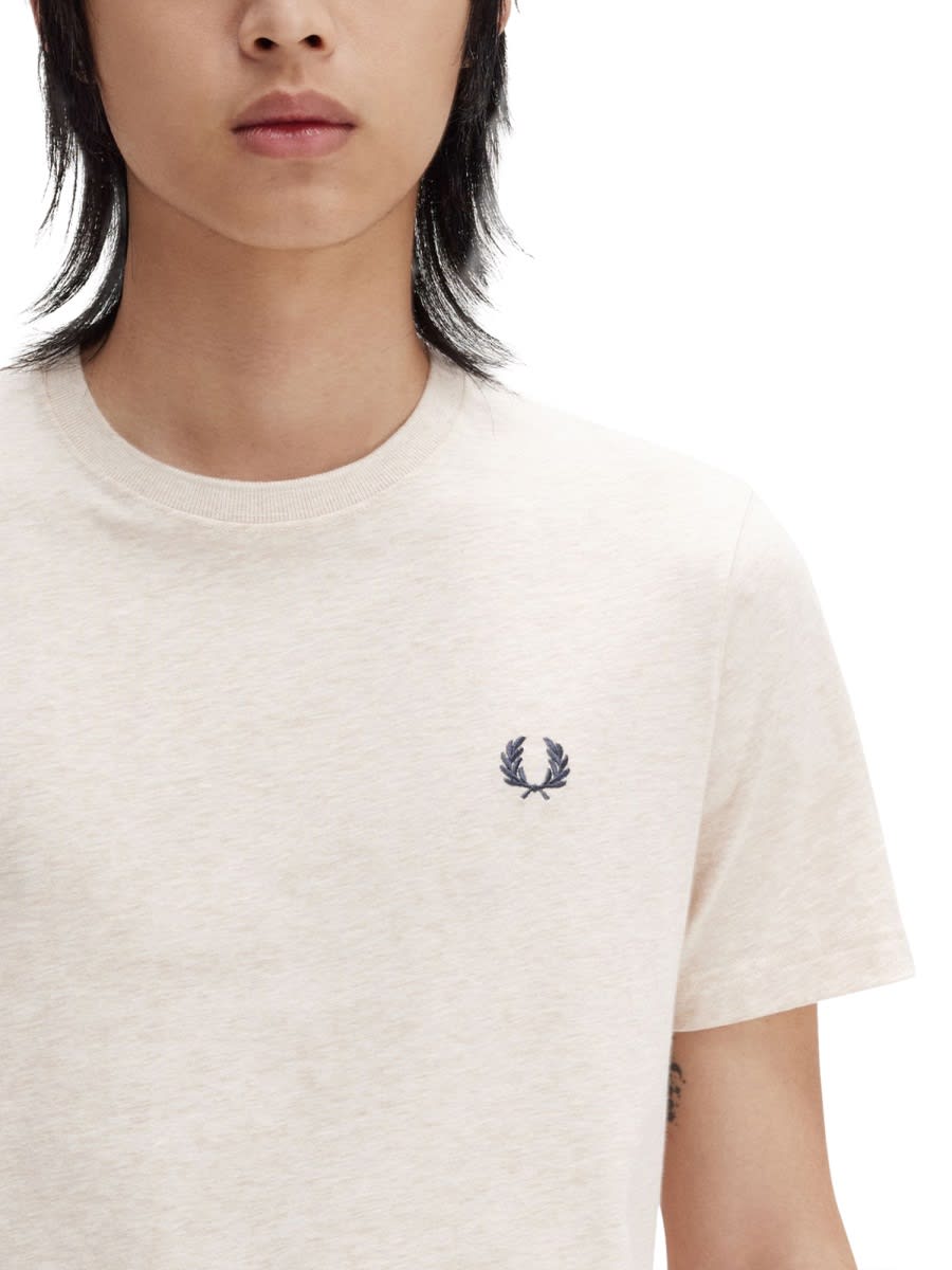 Fred Perry Classic Crew Neck Tee In Beige