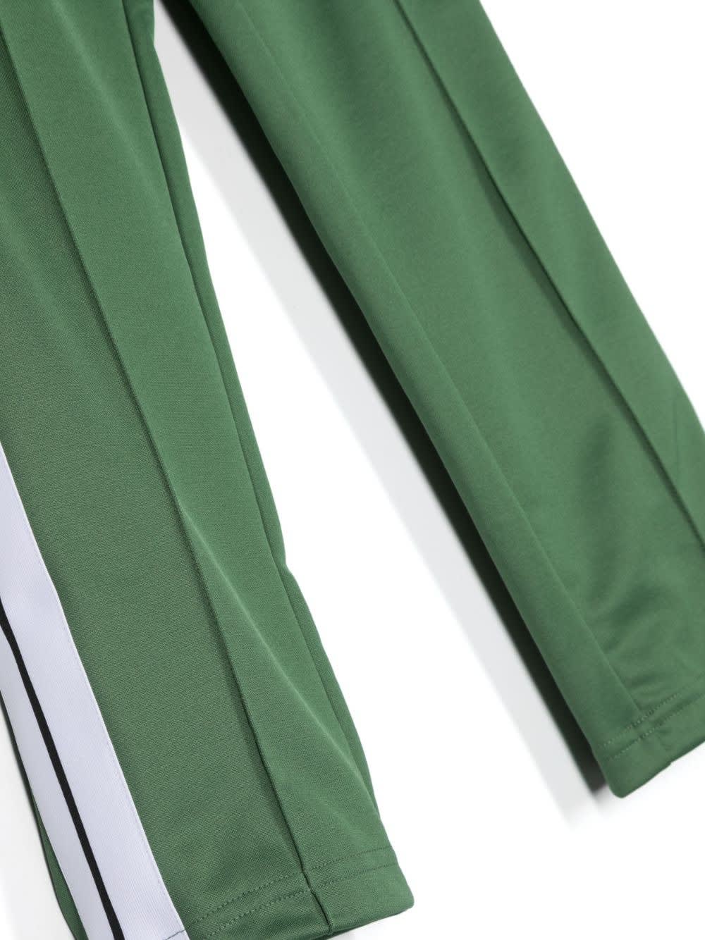 Shop Palm Angels Green Track Trousers With Logo