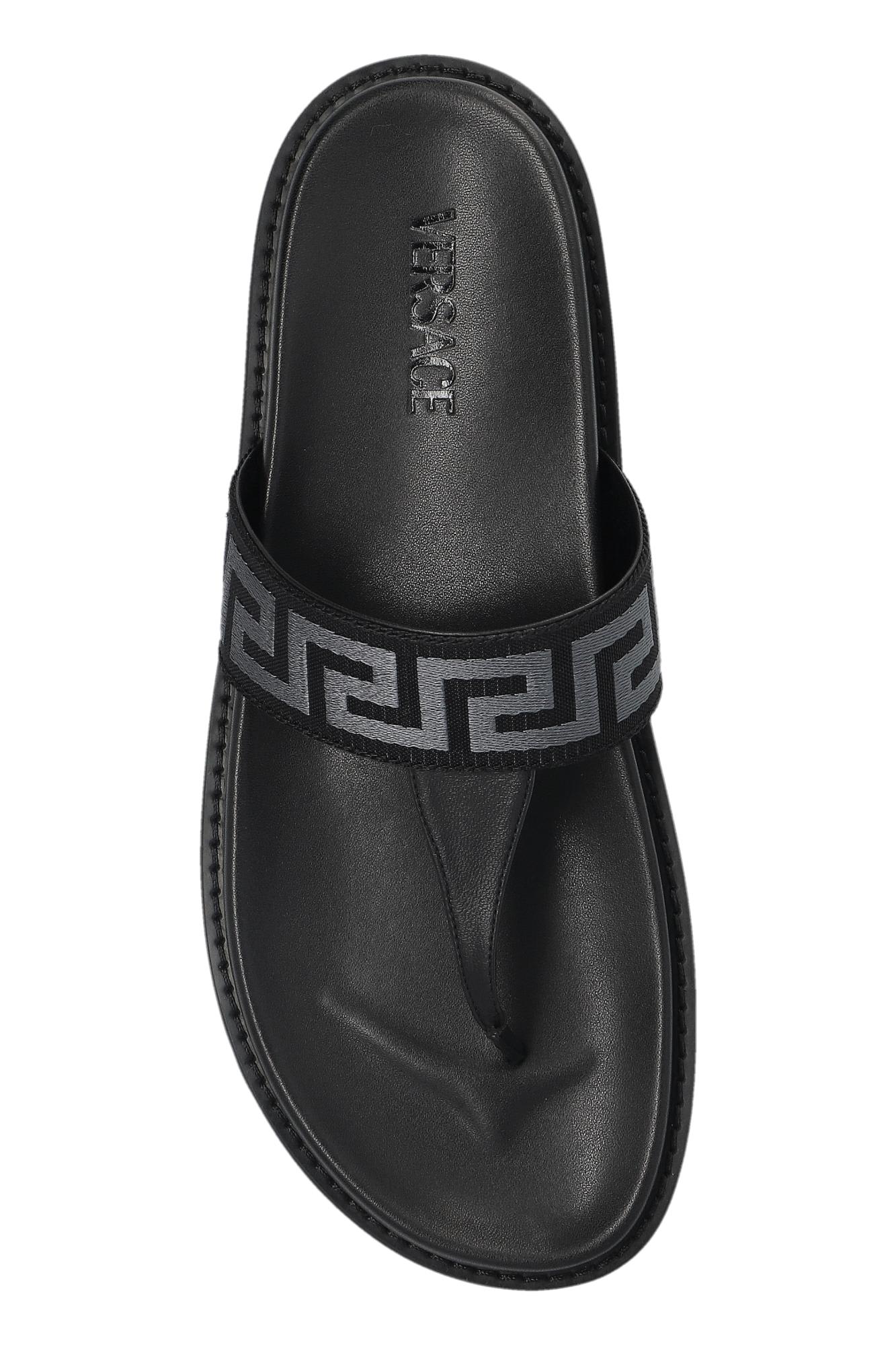 VERSACE VERSACE FLIP FLOPS WITH GRECA PATTERN