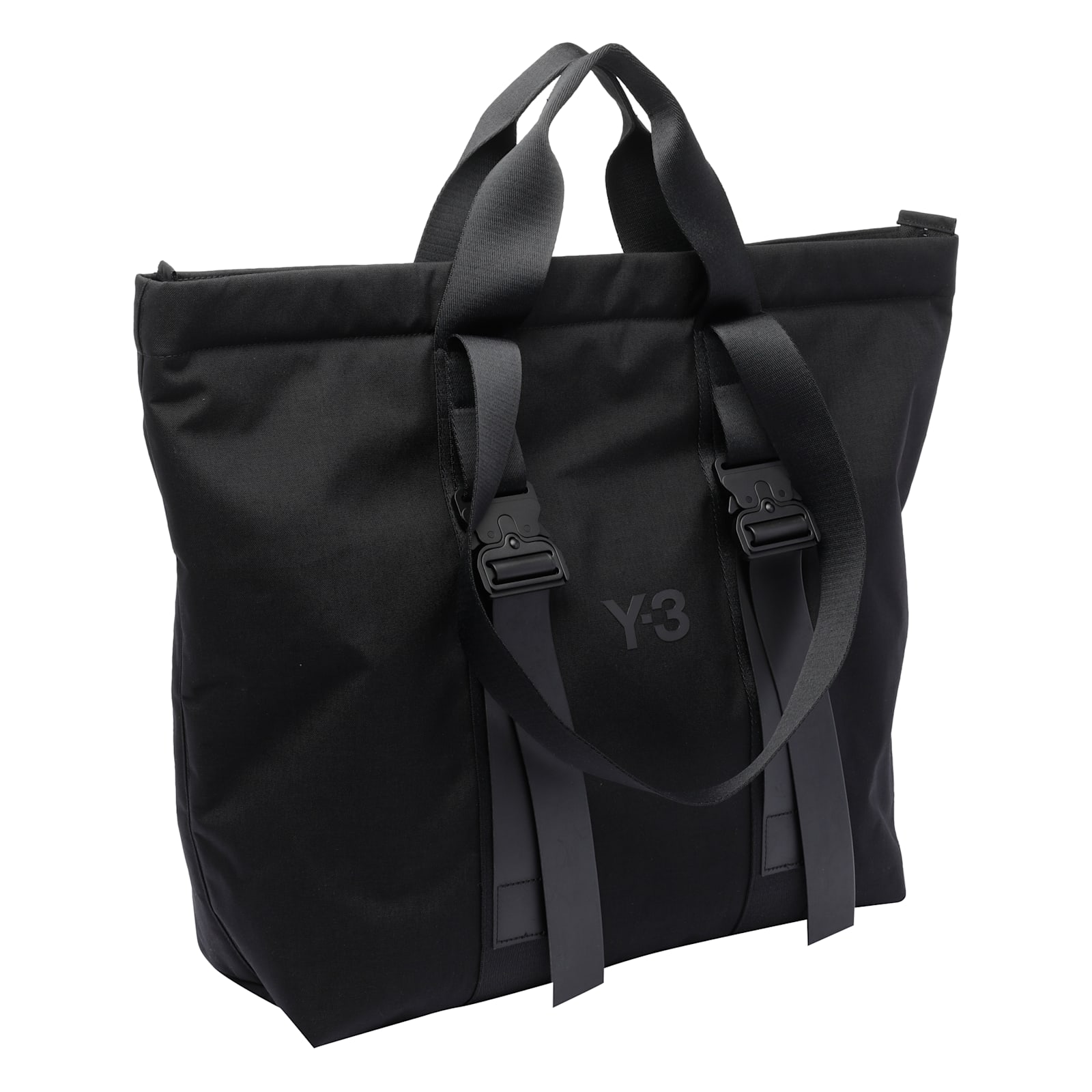 Y-3 Spacious Tote Bag With Leather Straps And Embossed Logo In Black