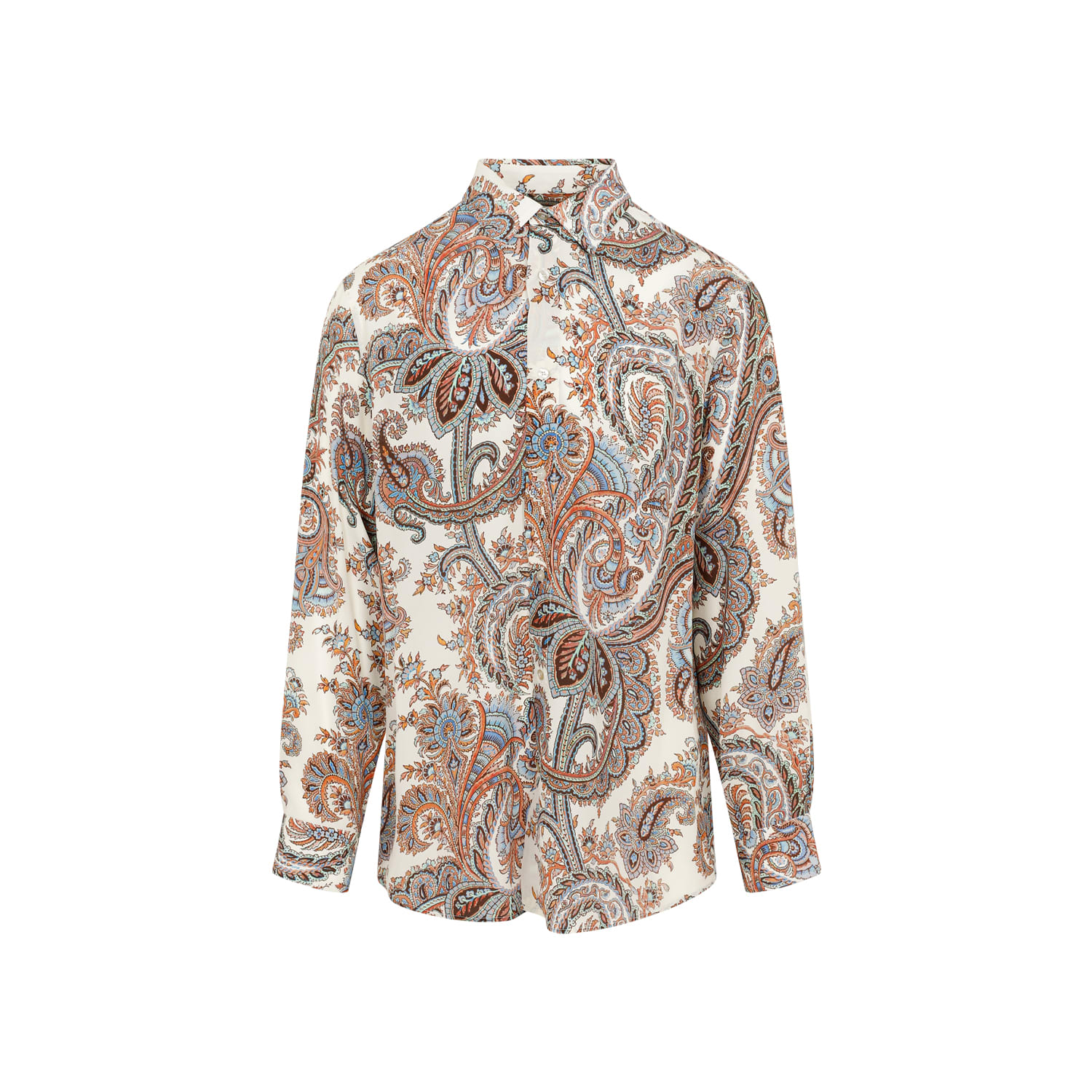 Shop Etro Silk Over Shirt In Bianco Multi