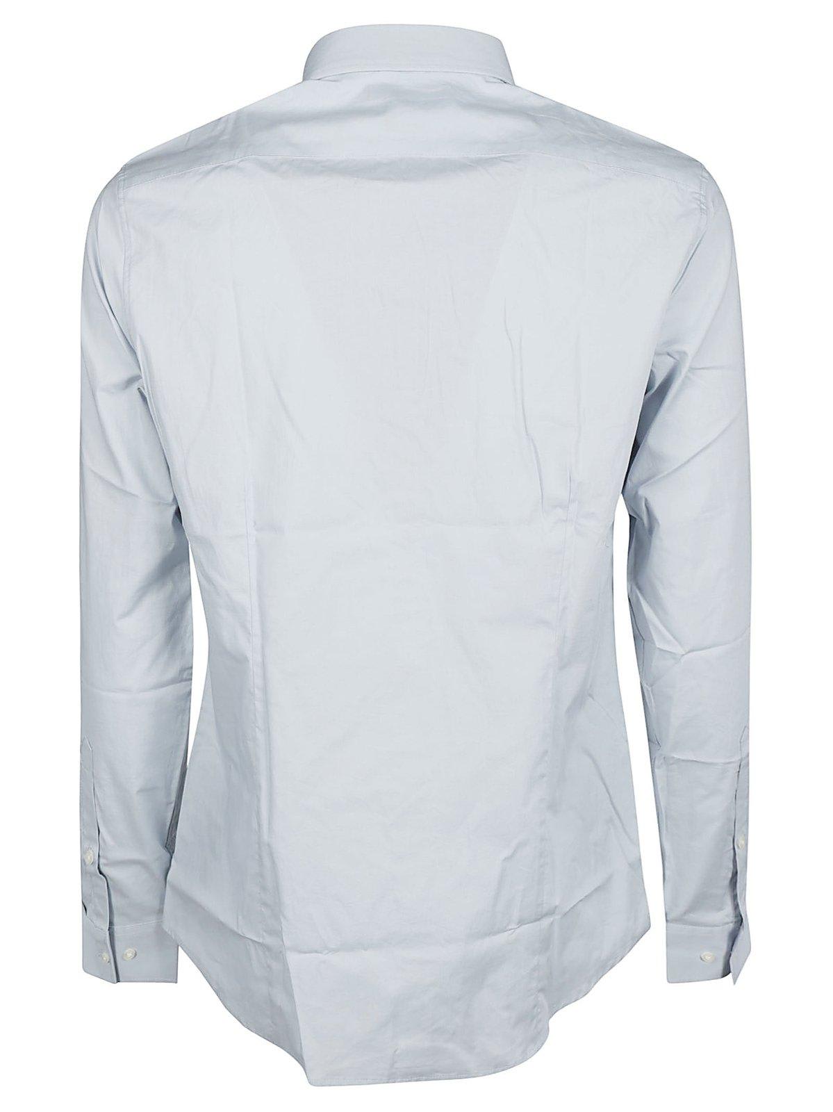Shop Michael Kors Slim Stretch Buttoned Long Sleeve Shirt In Ice Blue