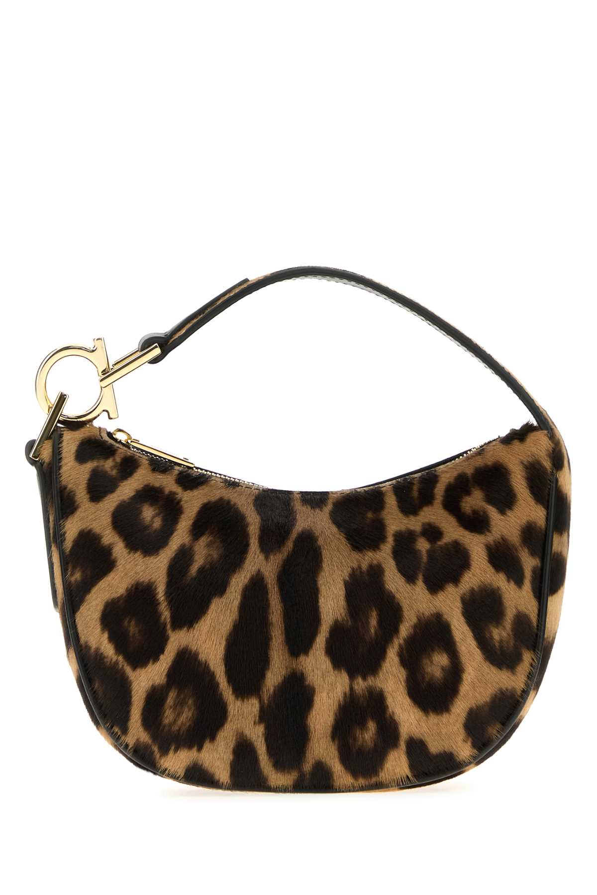 Ferragamo Printed Calf Hair Handbag In Sand