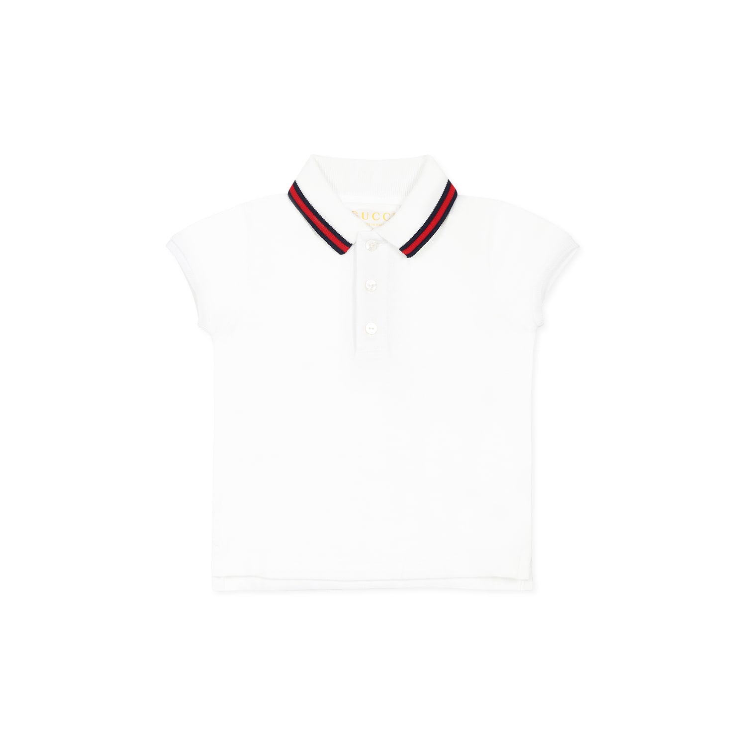 Gucci White Polo Shirt For Baby Boy With Web Detail