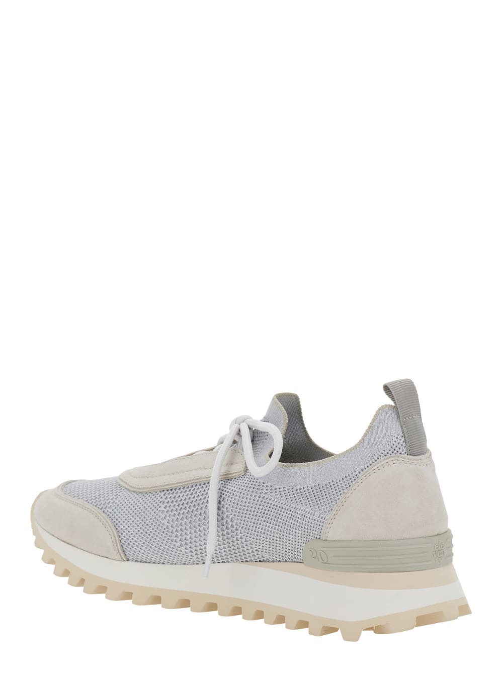 Eleventy Grey Sneakers With Knitted Upper And Chunky Sole In Fabric And Suede Man In Grey