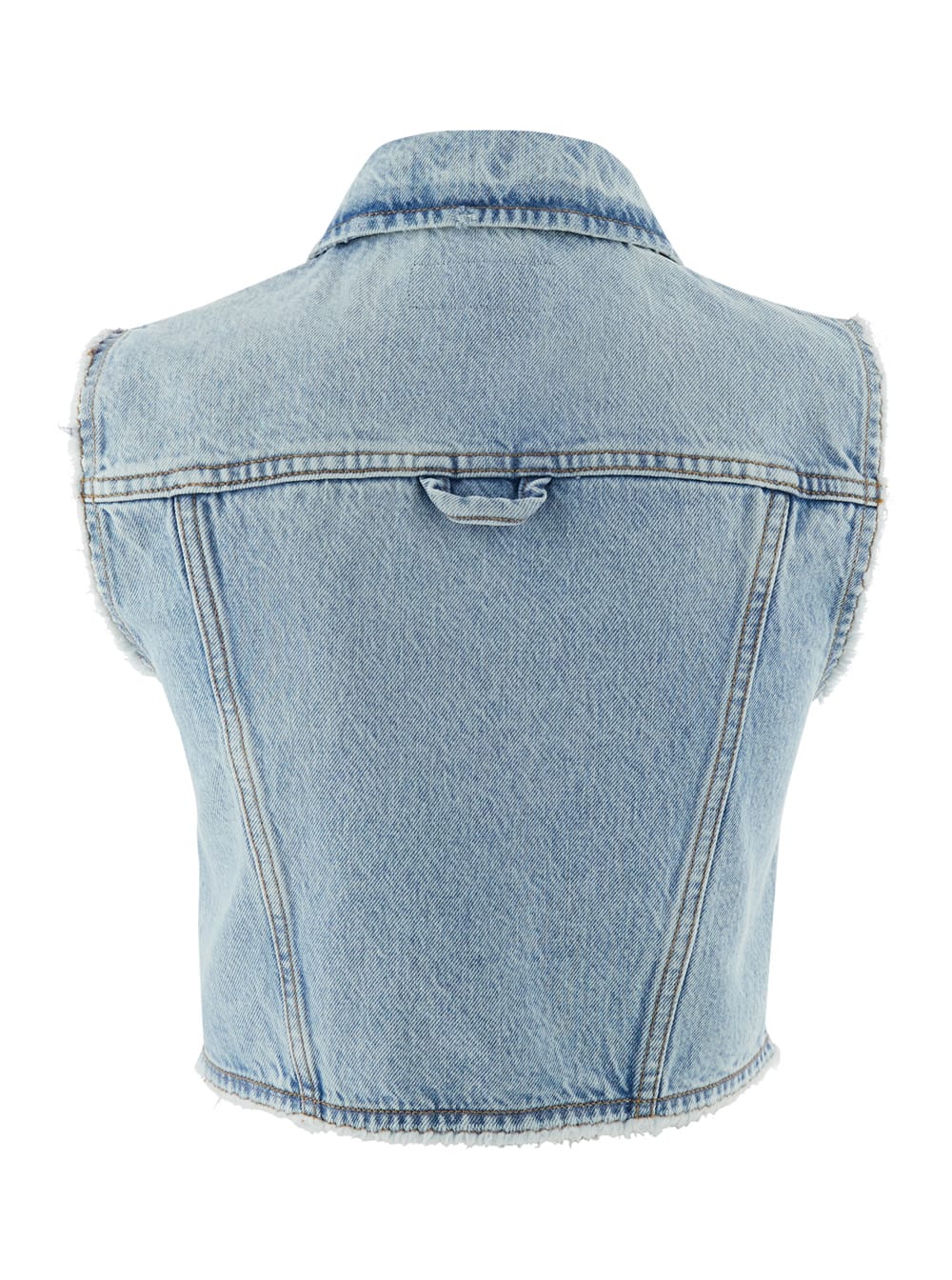 Shop Sportmax Light Blue Crop Vest In Denim Woman