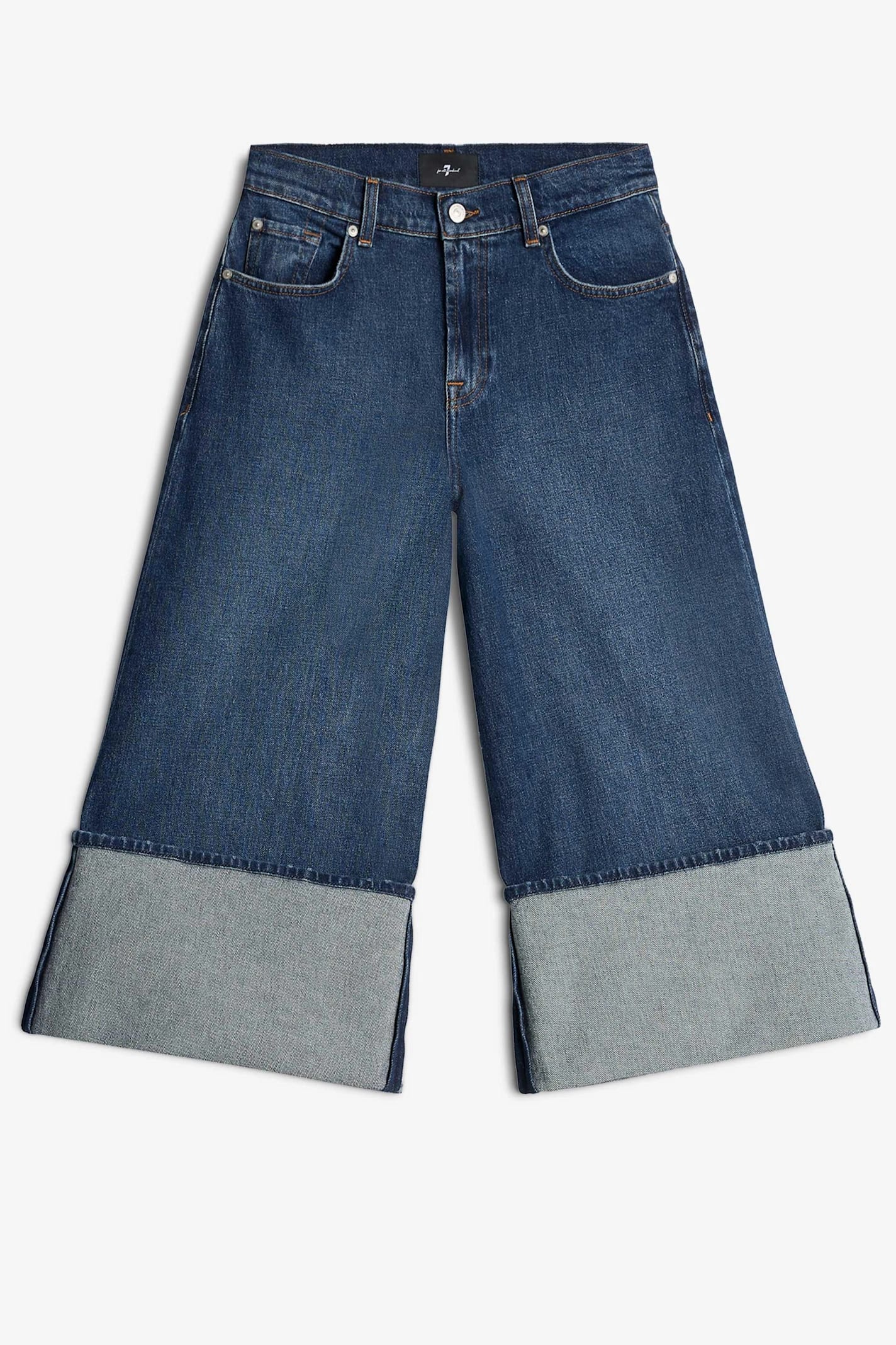 7 For All Mankind Culotte Radar With Wide Cuff In Blue