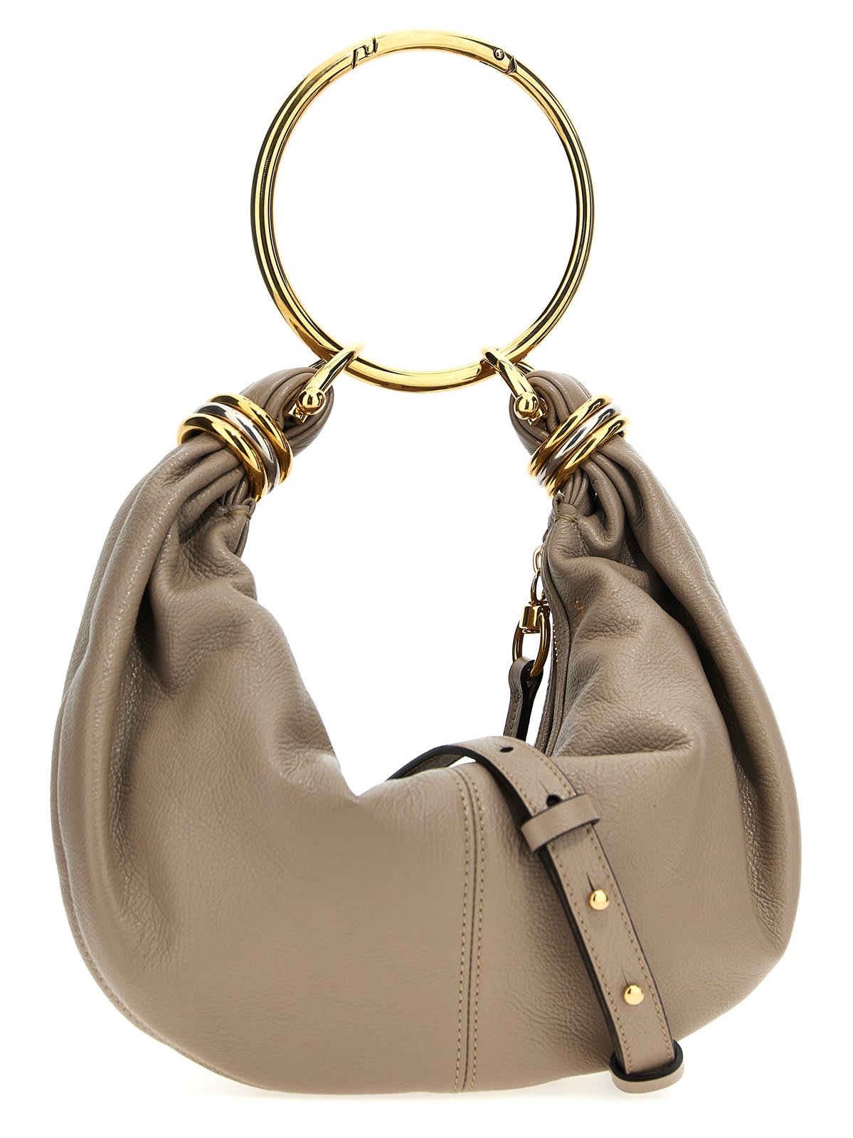 Shop Chloé Bracelet Snake Ornament Hobo Bag In W Motty Grey