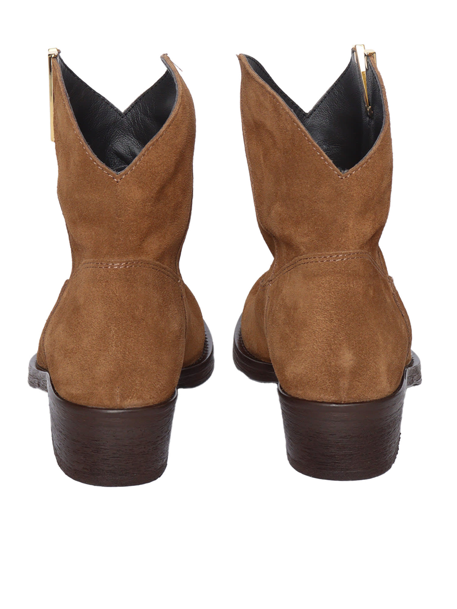 Shop Via Roma 15 Velour Texan Ankle Booties In Brown