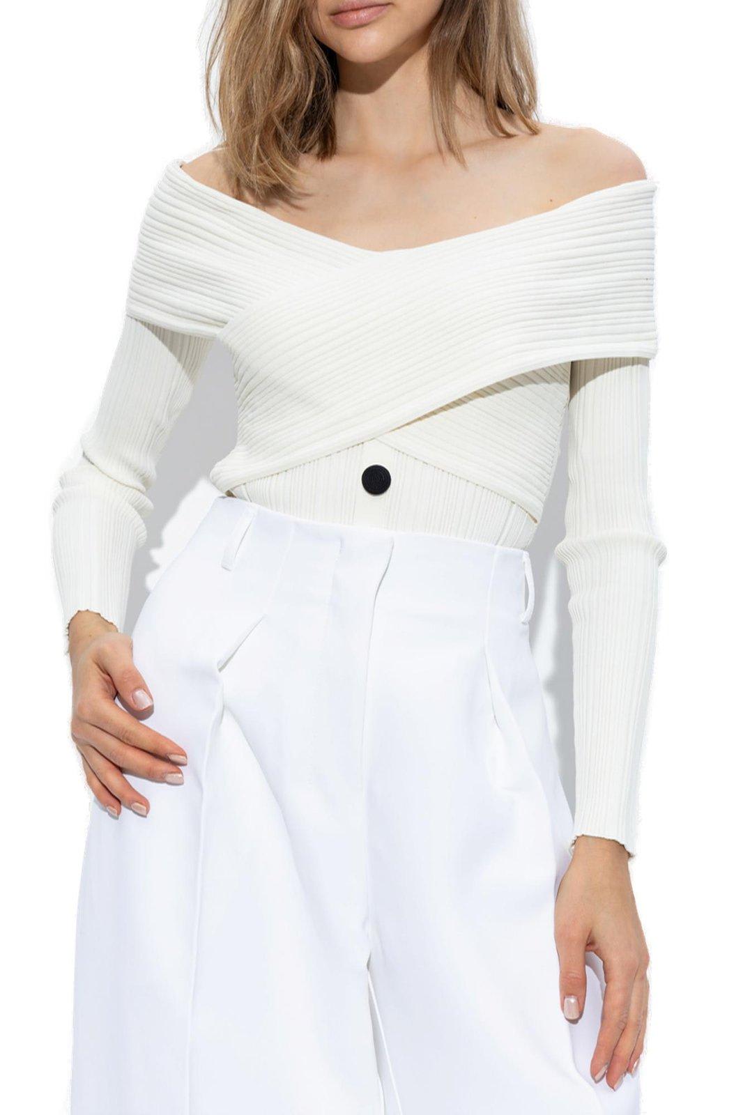 Shop Self-portrait Off-shoulder Knitted Top