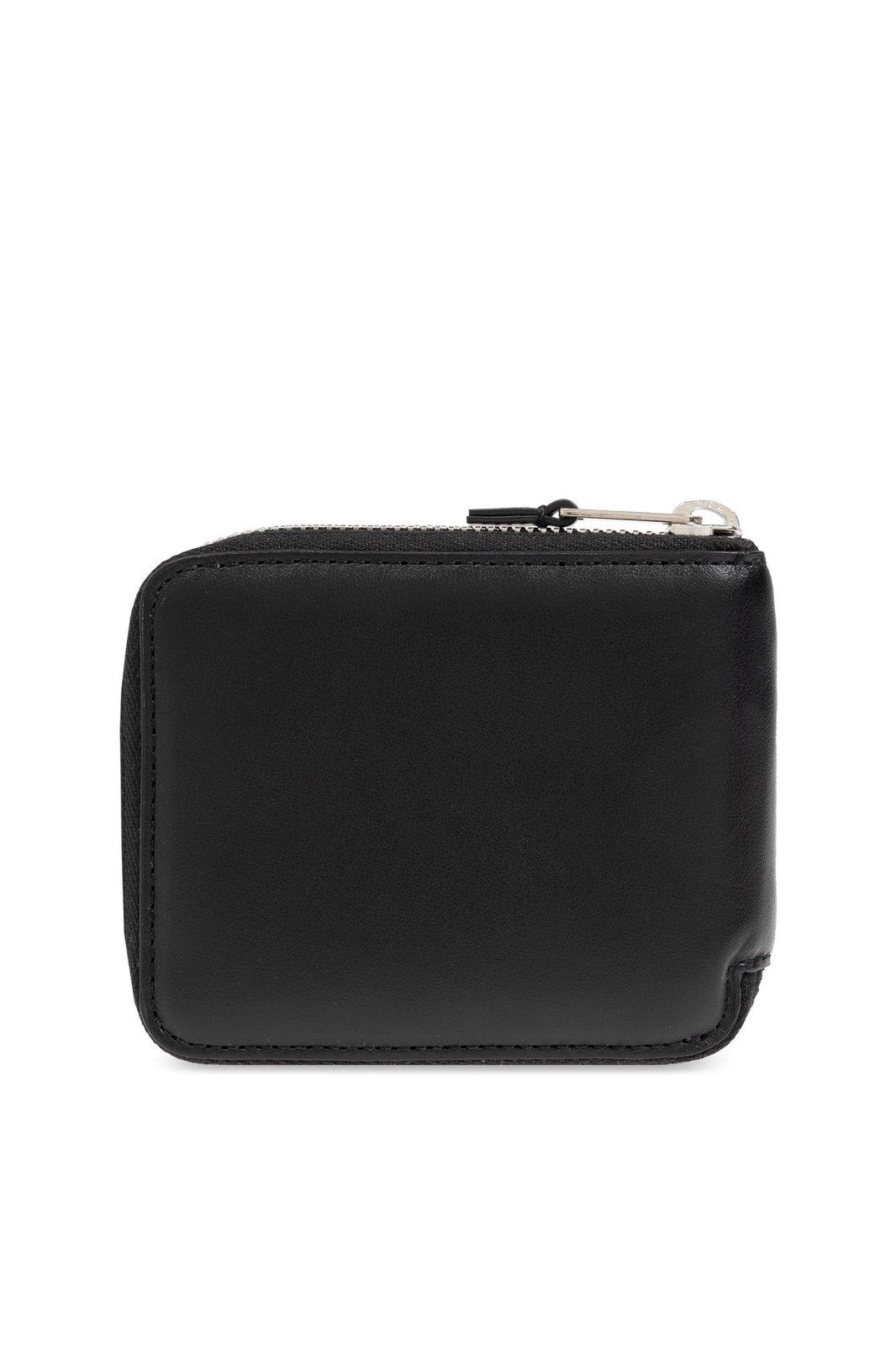 Shop Palm Angels Logo Printed Zipped Wallet In Black/white