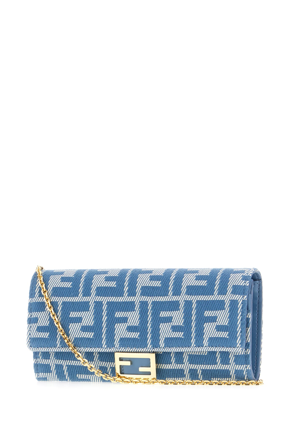 Shop Fendi Embroidered Fabric Wallet In Denim