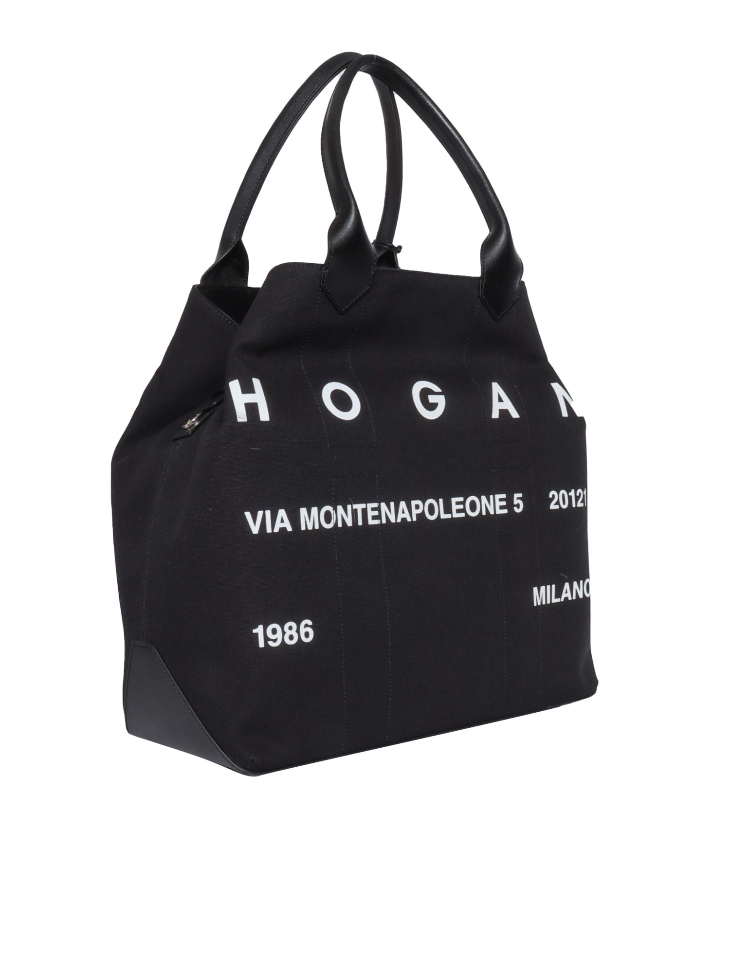 Shop Hogan Script Canvas Shopping Large Bag In Multicolor