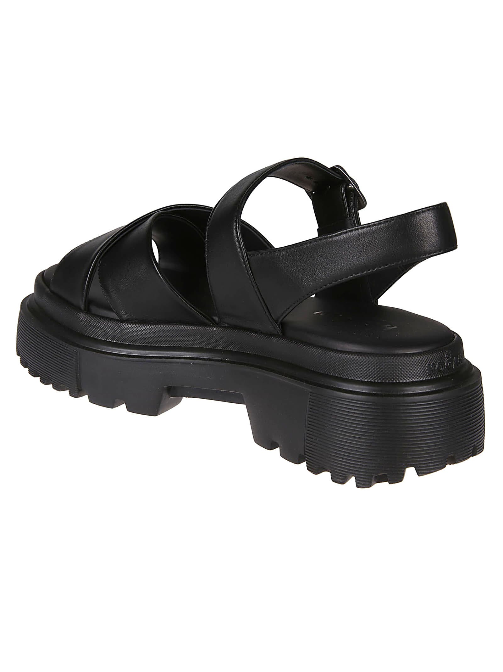Shop Hogan H644 Sandals In Nero
