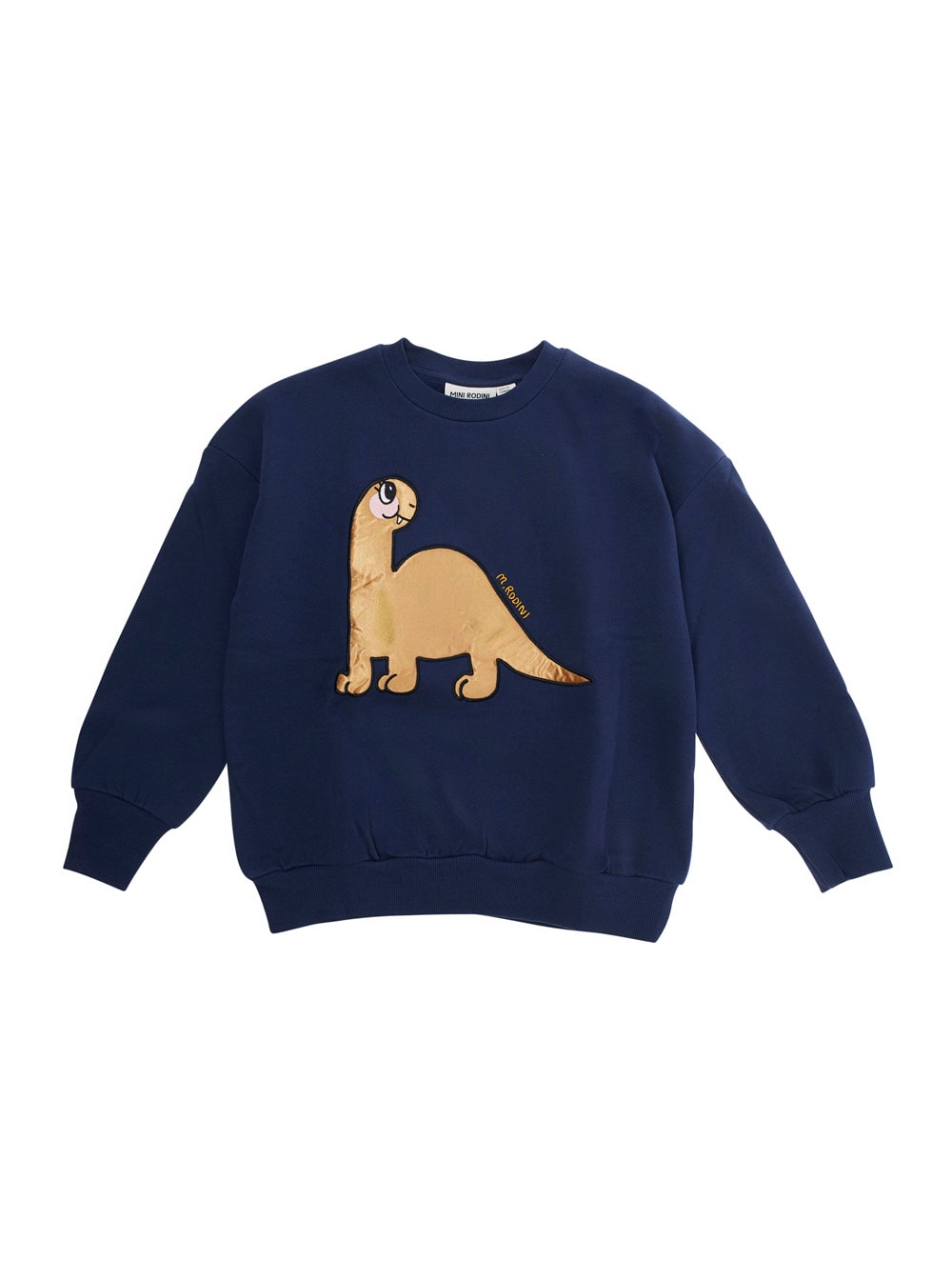 Mini Rodini Blue Sweatshirt With Dino Patch On The Front In Cotton Baby In Blue