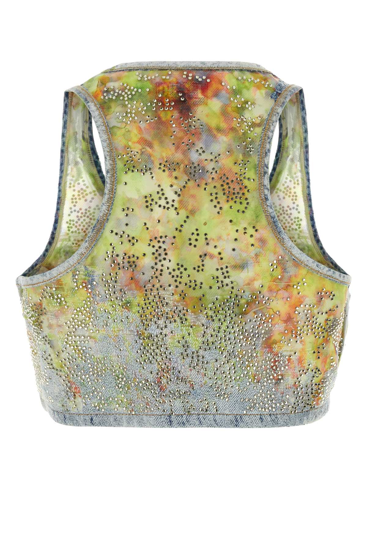 Diesel Sequin Embellished Sleeveless Racerback Crop Top In 01