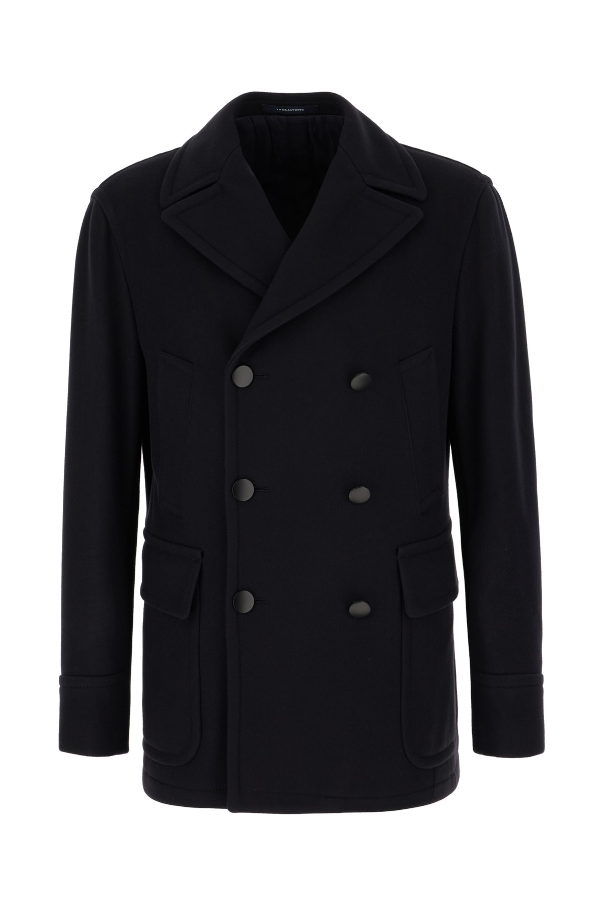 Tagliatore Navy Blue Wool Blend Coat In B1388