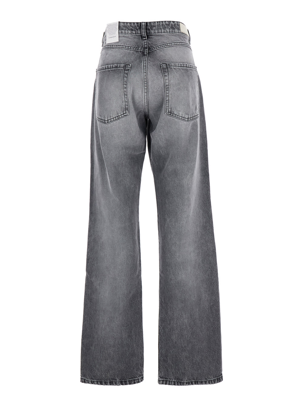Icon Denim Grey Jeans With Wide Leg And Logo Patch On The Rear In Denim Woamn In Grey