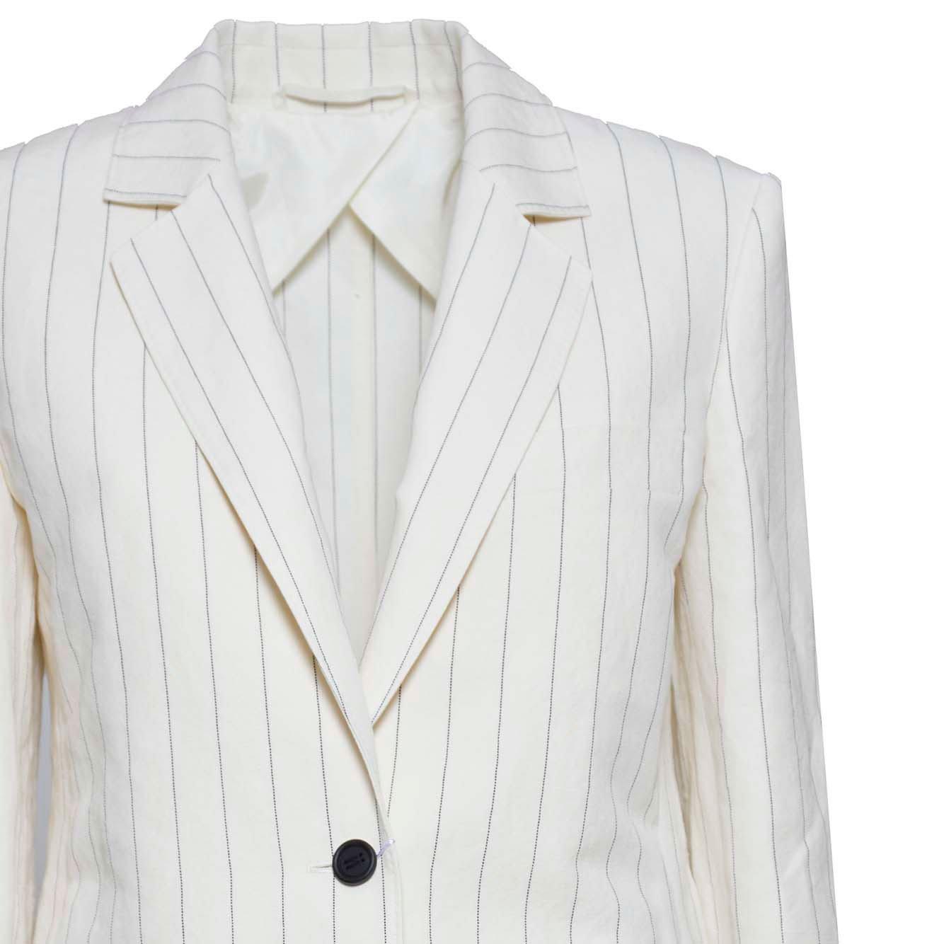 Shop Max Mara Striped Single-breasted Jacket In White