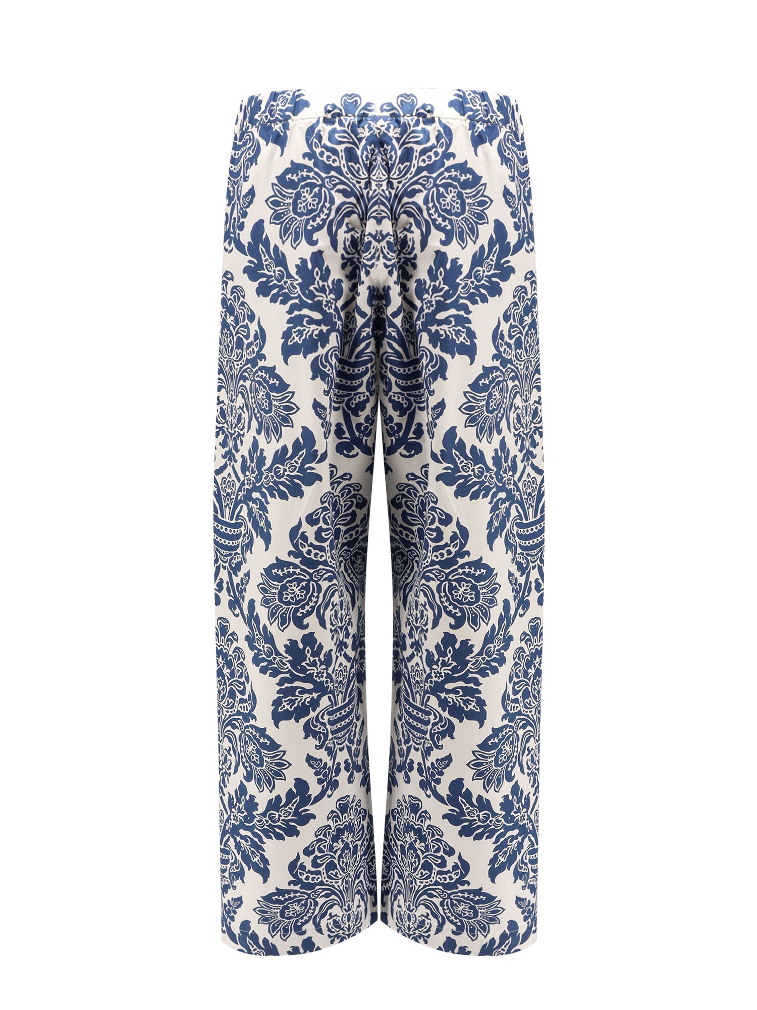 S Max Mara Merano Cotton Trouser With Floral Print In White