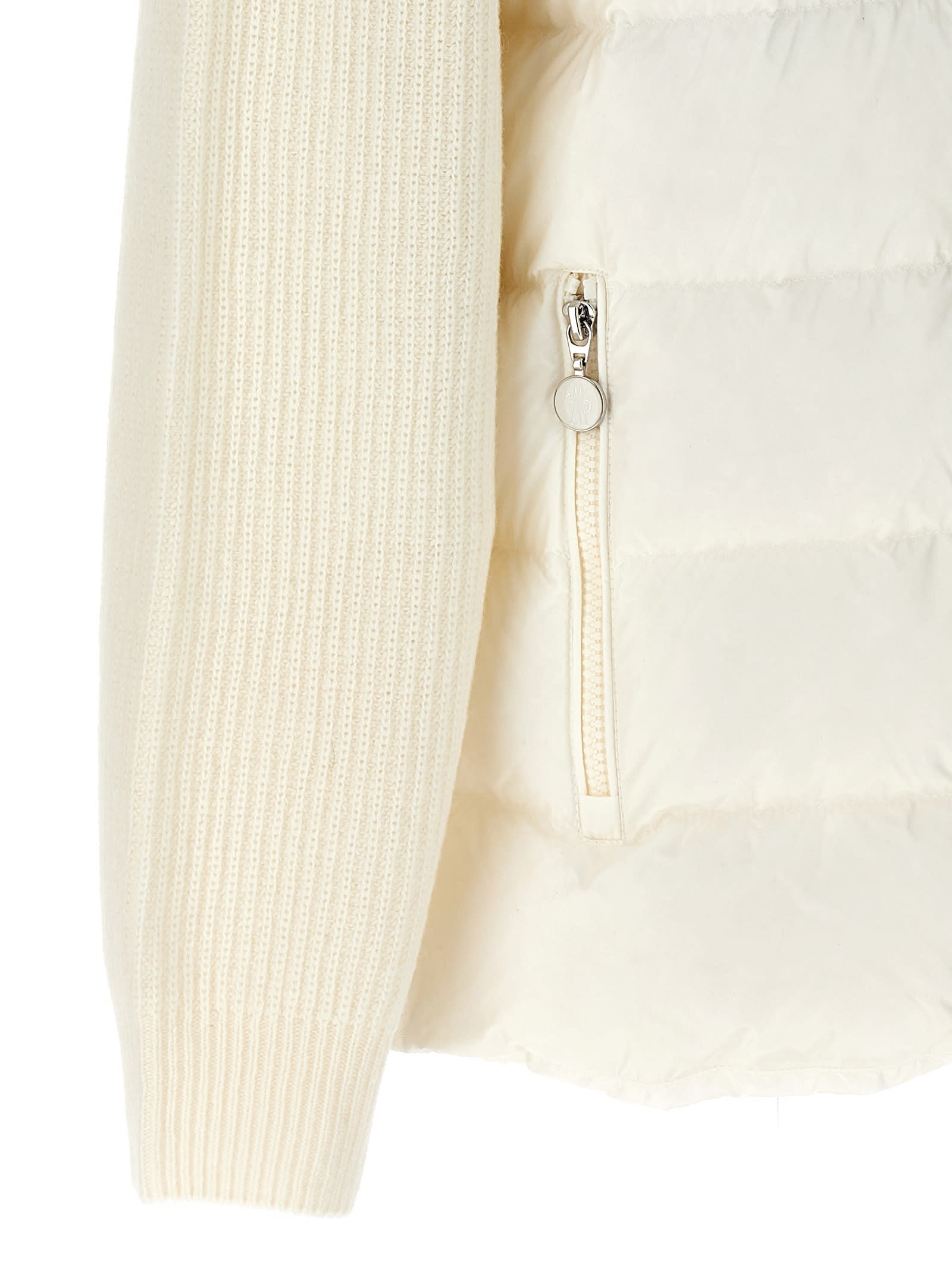 Shop Moncler Two-material Cardigan In White