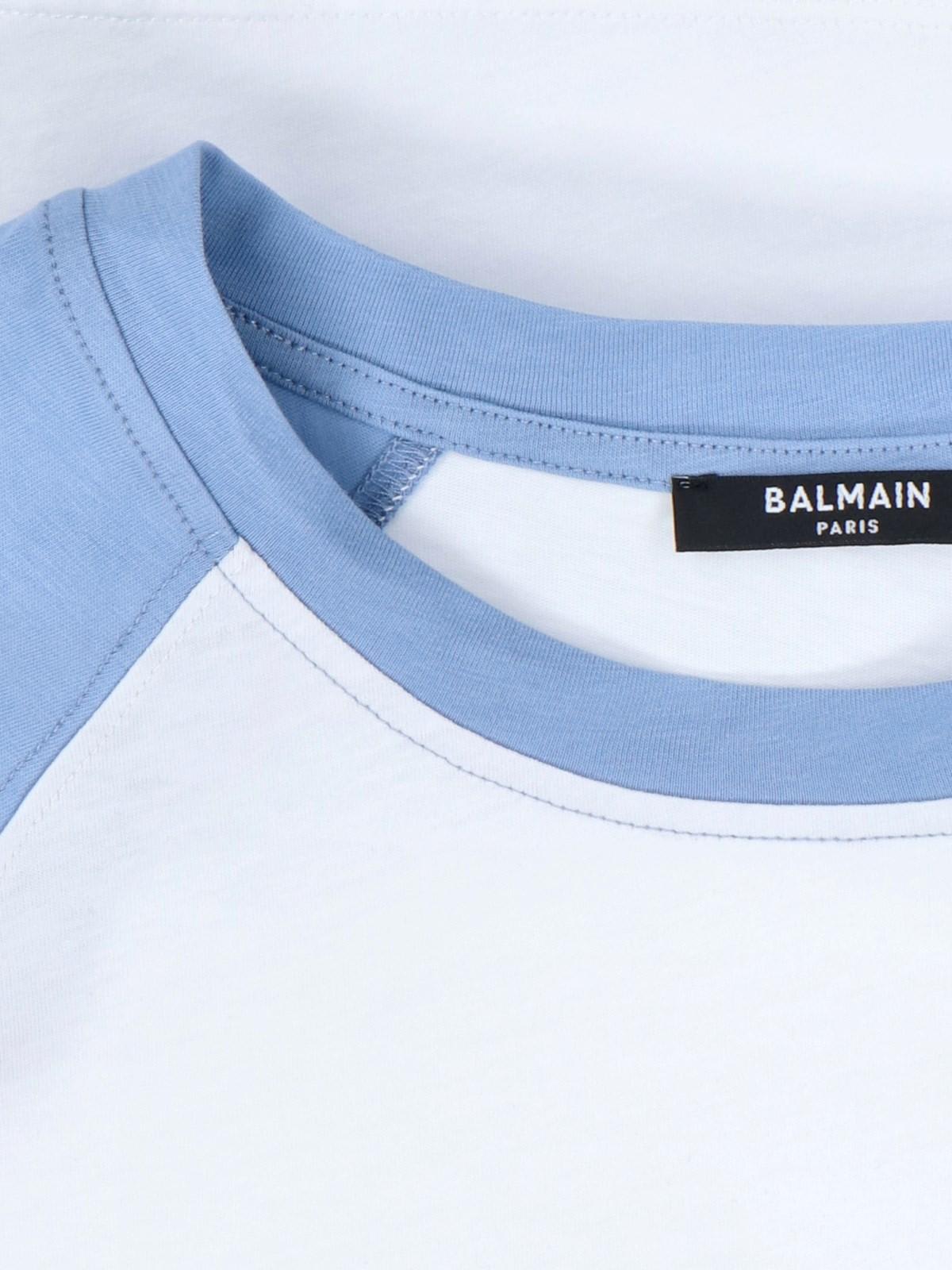 Balmain Logo Crop T-shirt In Blue
