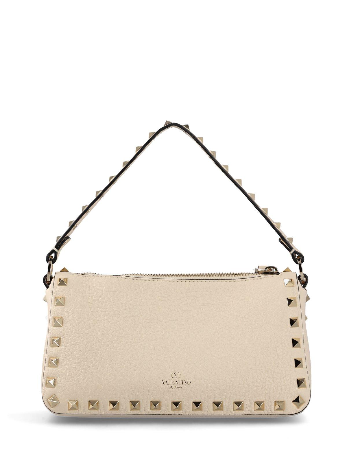 Shop Valentino Garavani Rockstud Zip-up Tote Bag In White