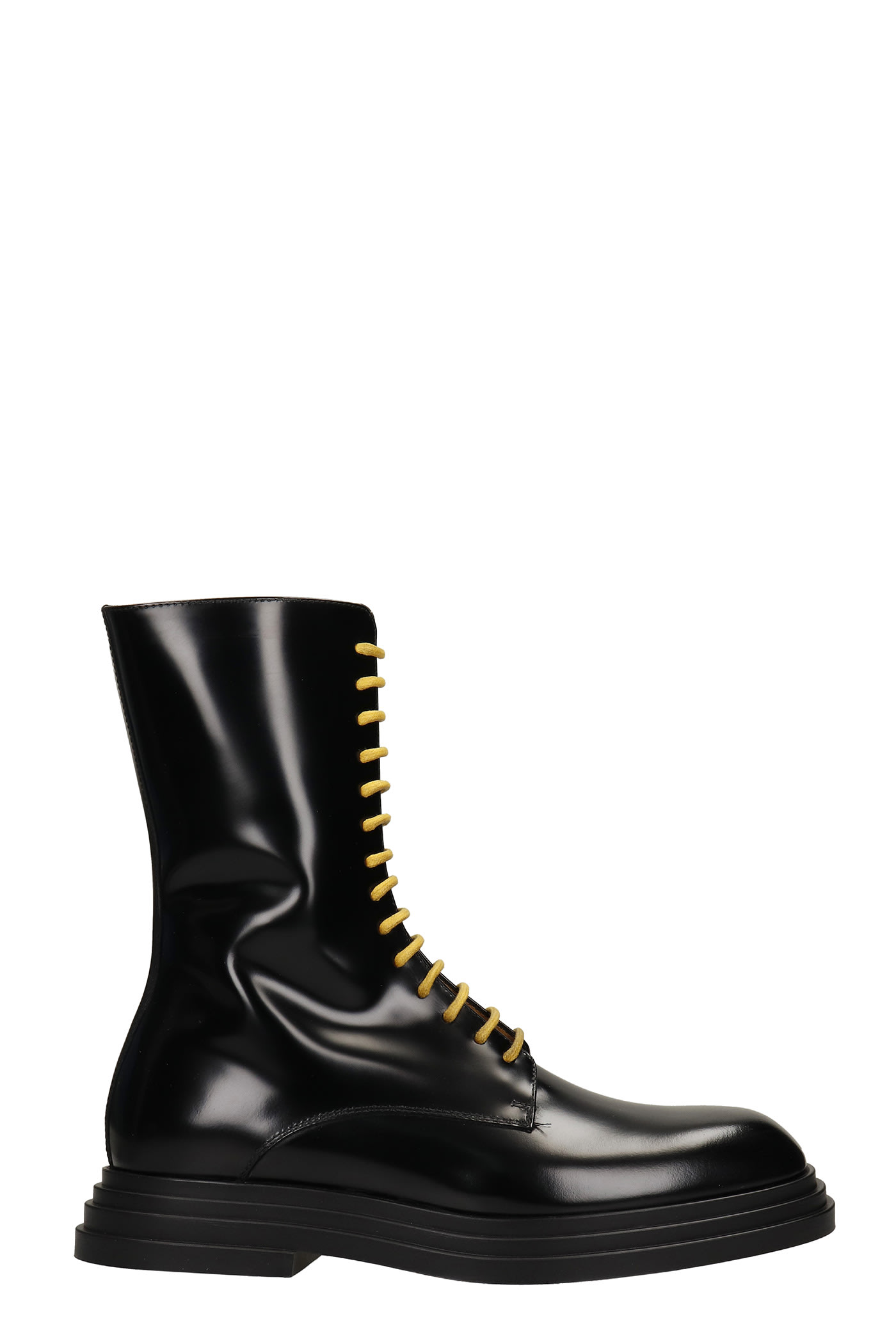 Cesare Paciotti Anfibio Alto Combat Boots In Black Leather