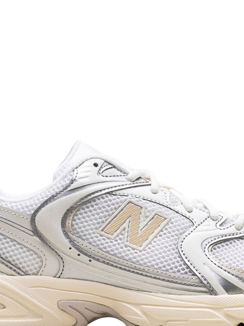 New Balance Mesh Rubber Sole Sneakers With Silver Accents In Silver