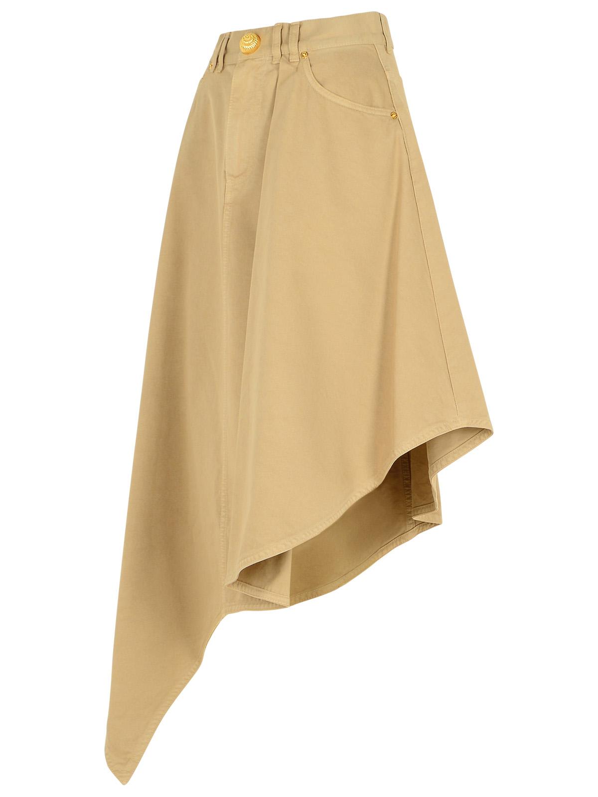 Shop Balmain Beige Cotton Skirt